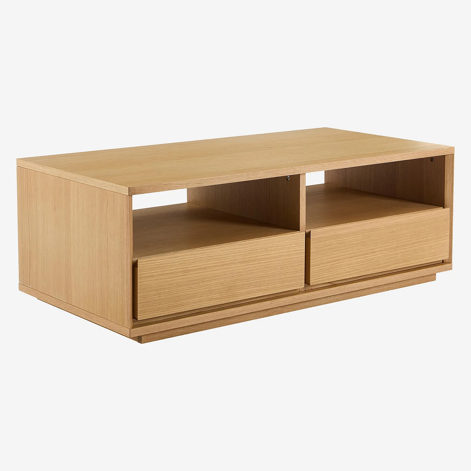 Table basse avec rangements en chêne - Naturel - 6