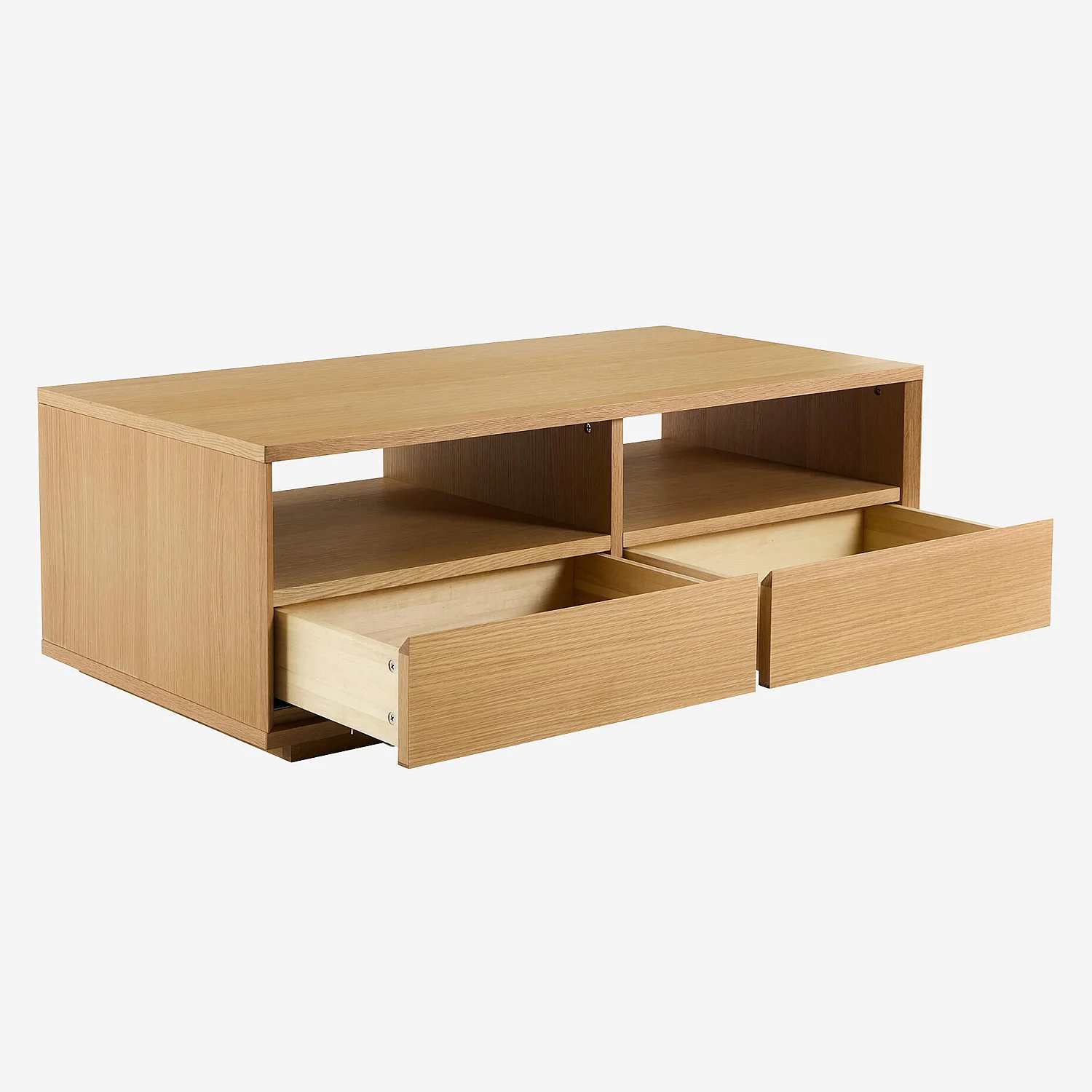 Table basse avec rangements en chêne - Naturel - 7