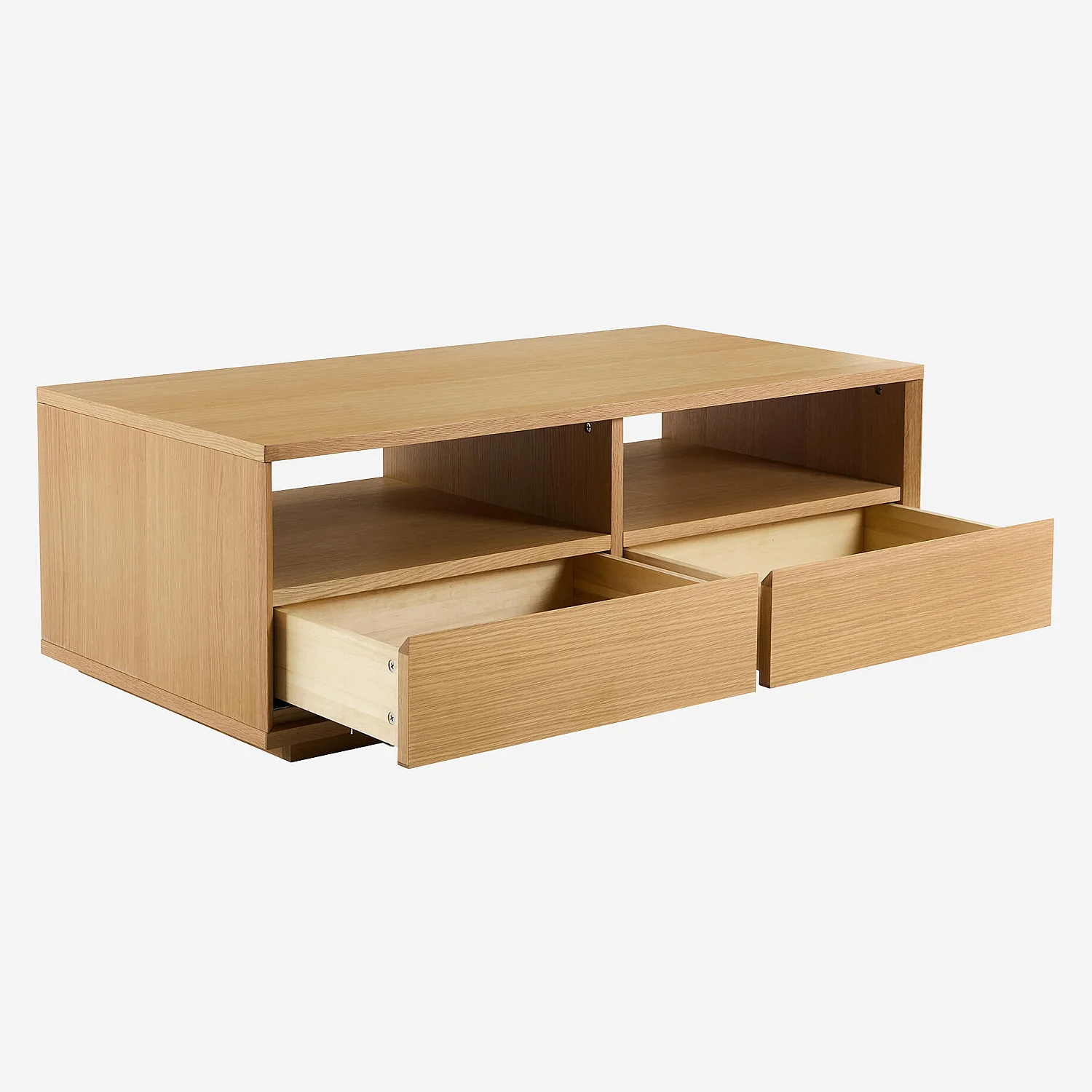 Table basse avec rangements en chêne - Naturel - 7