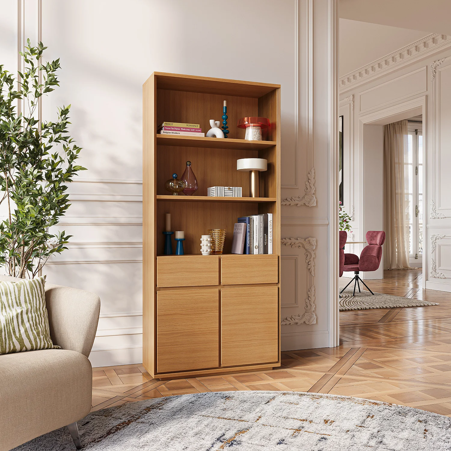 Bibliothèque en chêne - Naturel - 3