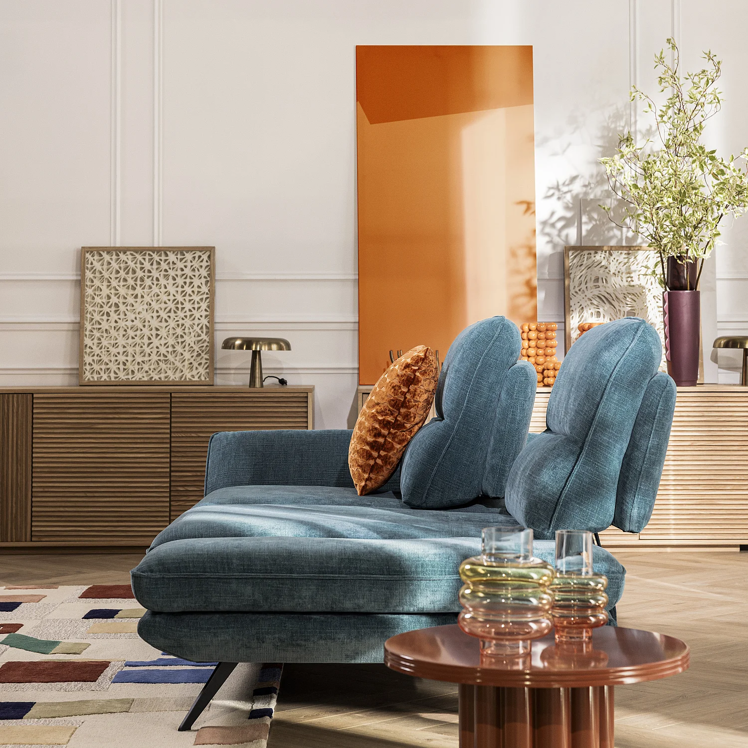 Buffet basso 3 ante in rovere - Naturale - 8