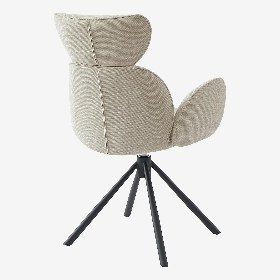 Lot de 2 chaises pivotantes en tissu et métal noir avec accoudoirs - Sable blanc - 8