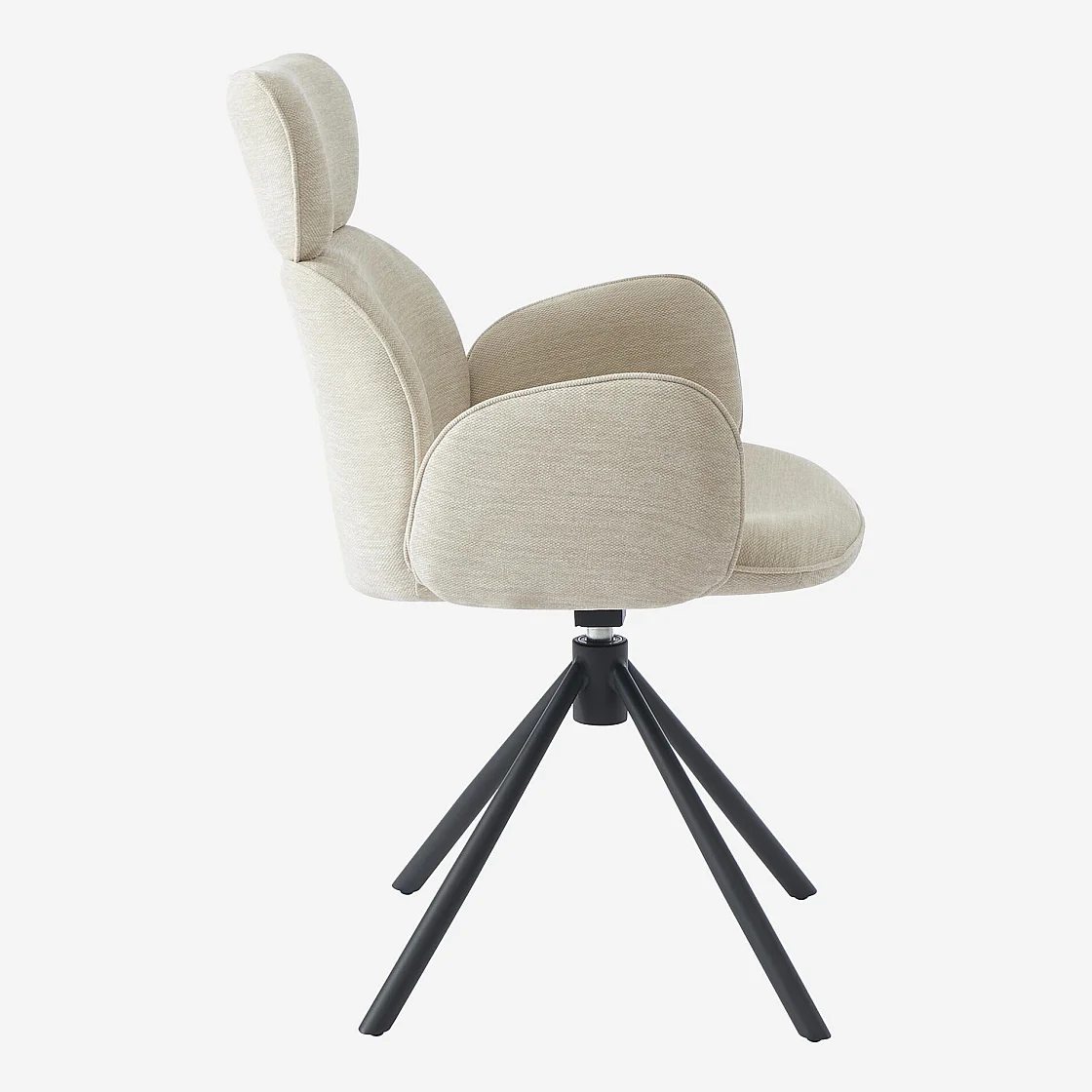 Lot de 2 chaises pivotantes en tissu et métal noir avec accoudoirs - Sable blanc - 9