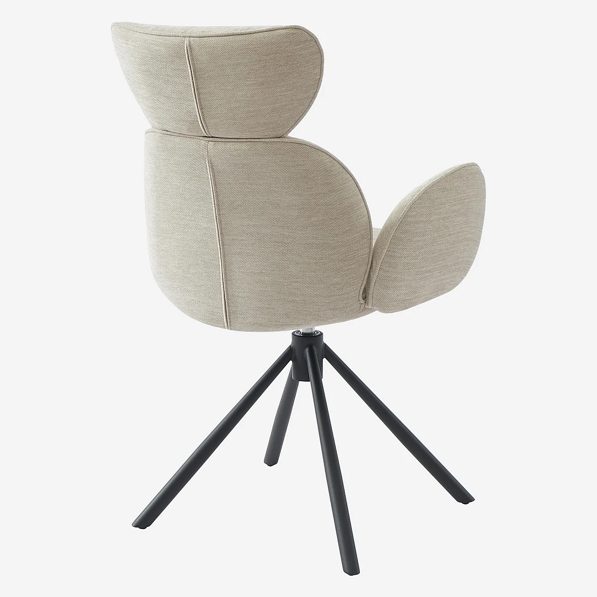 Lot de 2 chaises pivotantes en tissu et métal noir avec accoudoirs - Sable blanc - 8