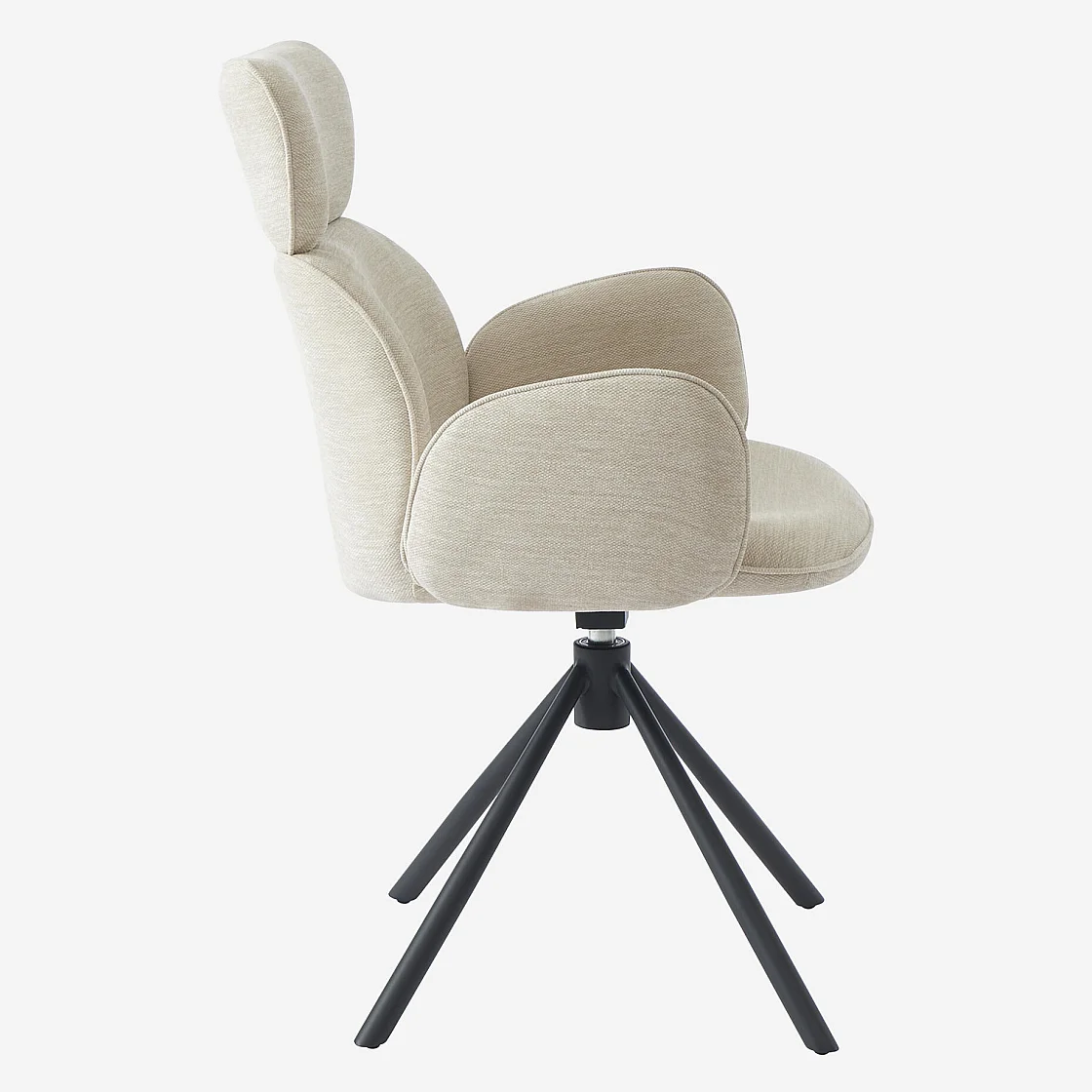 Lot de 2 chaises pivotantes en tissu et métal noir avec accoudoirs - Sable blanc - 9