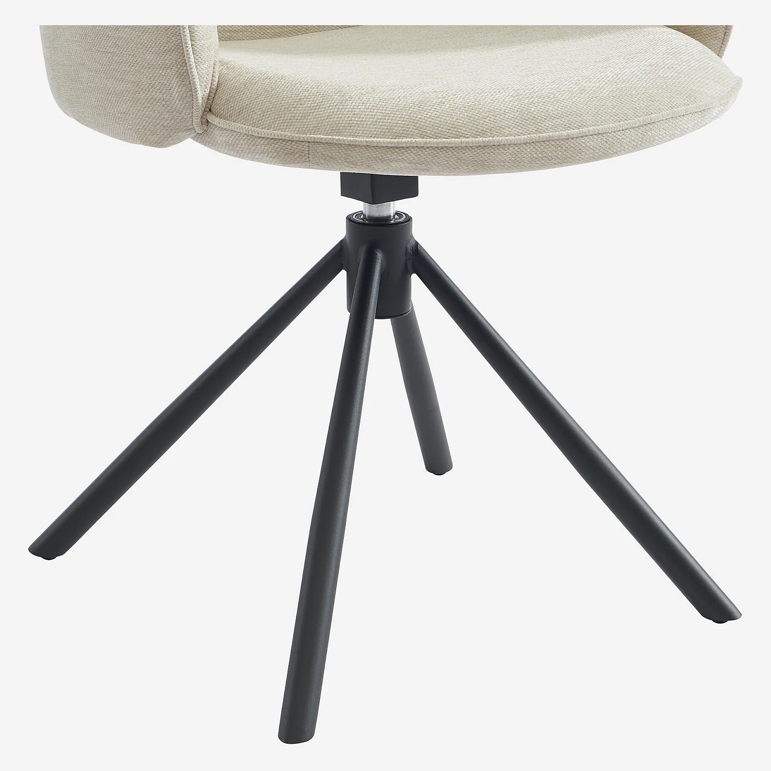 Lot de 2 chaises pivotantes en tissu et métal noir avec accoudoirs - Sable blanc - 3