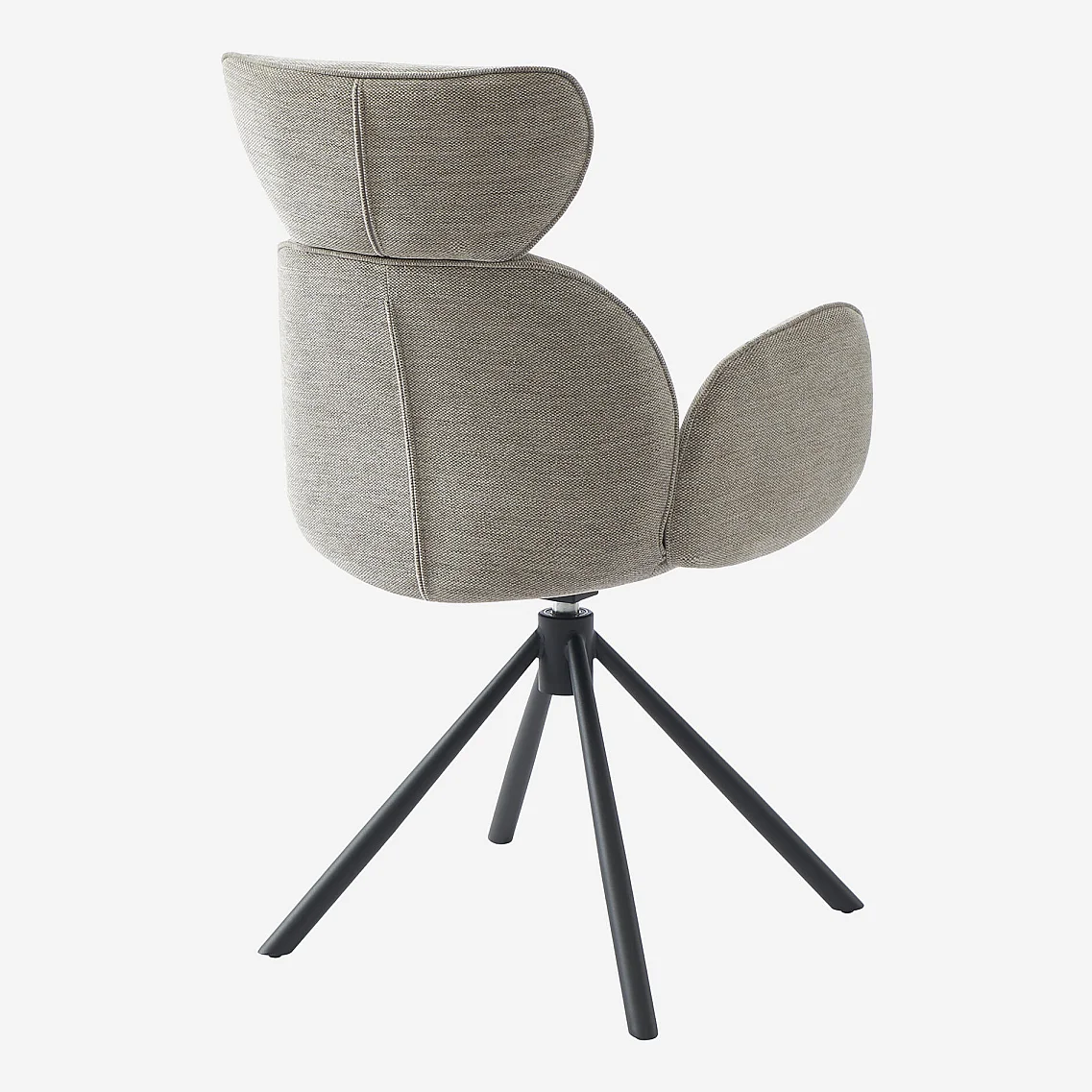 Lot de 2 chaises pivotantes en tissu et métal noir avec accoudoirs - Gris perle - 7