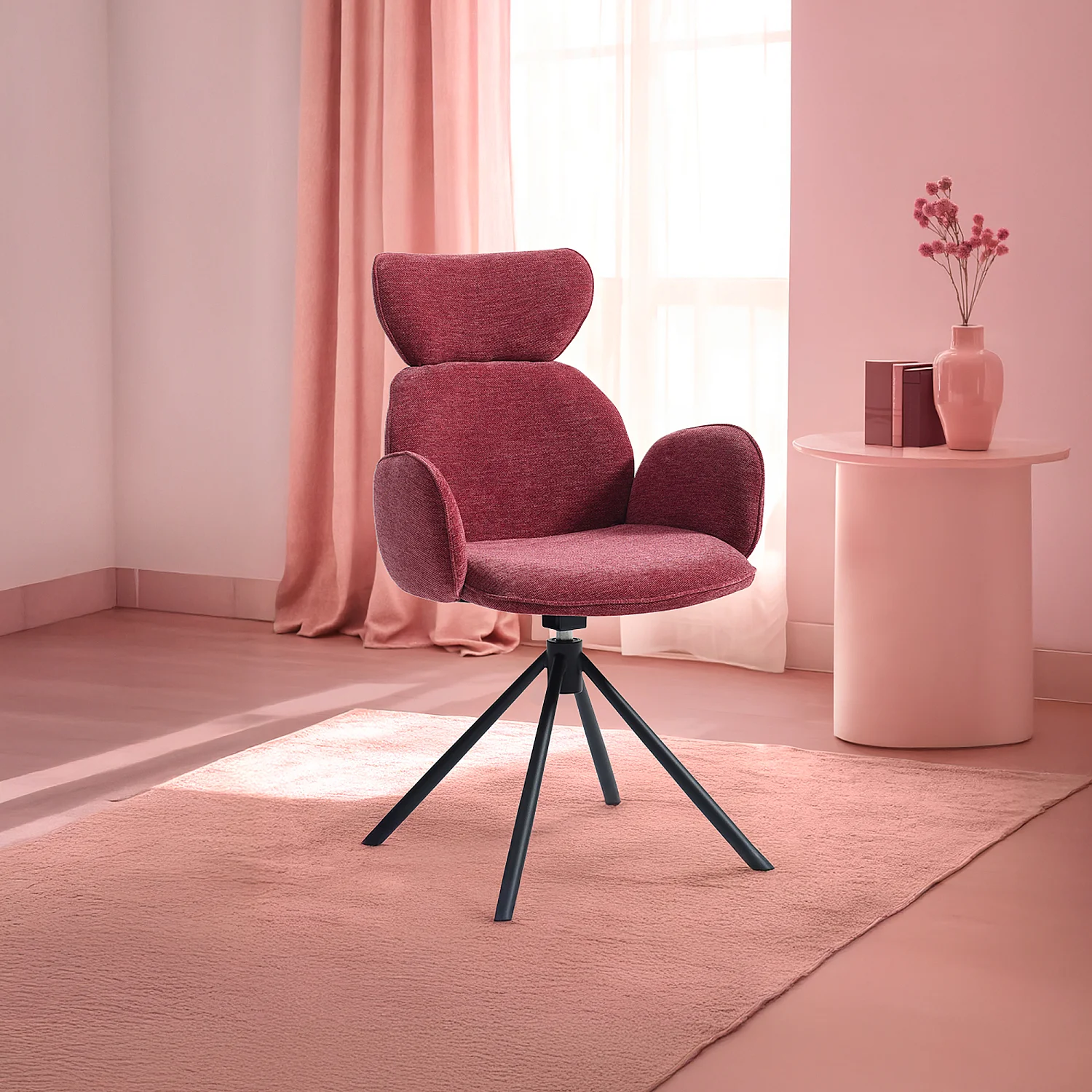 Drehstuhl 2er-Set - Stoff und schwarzes Metall - mit Armlehnen - Grau - 7