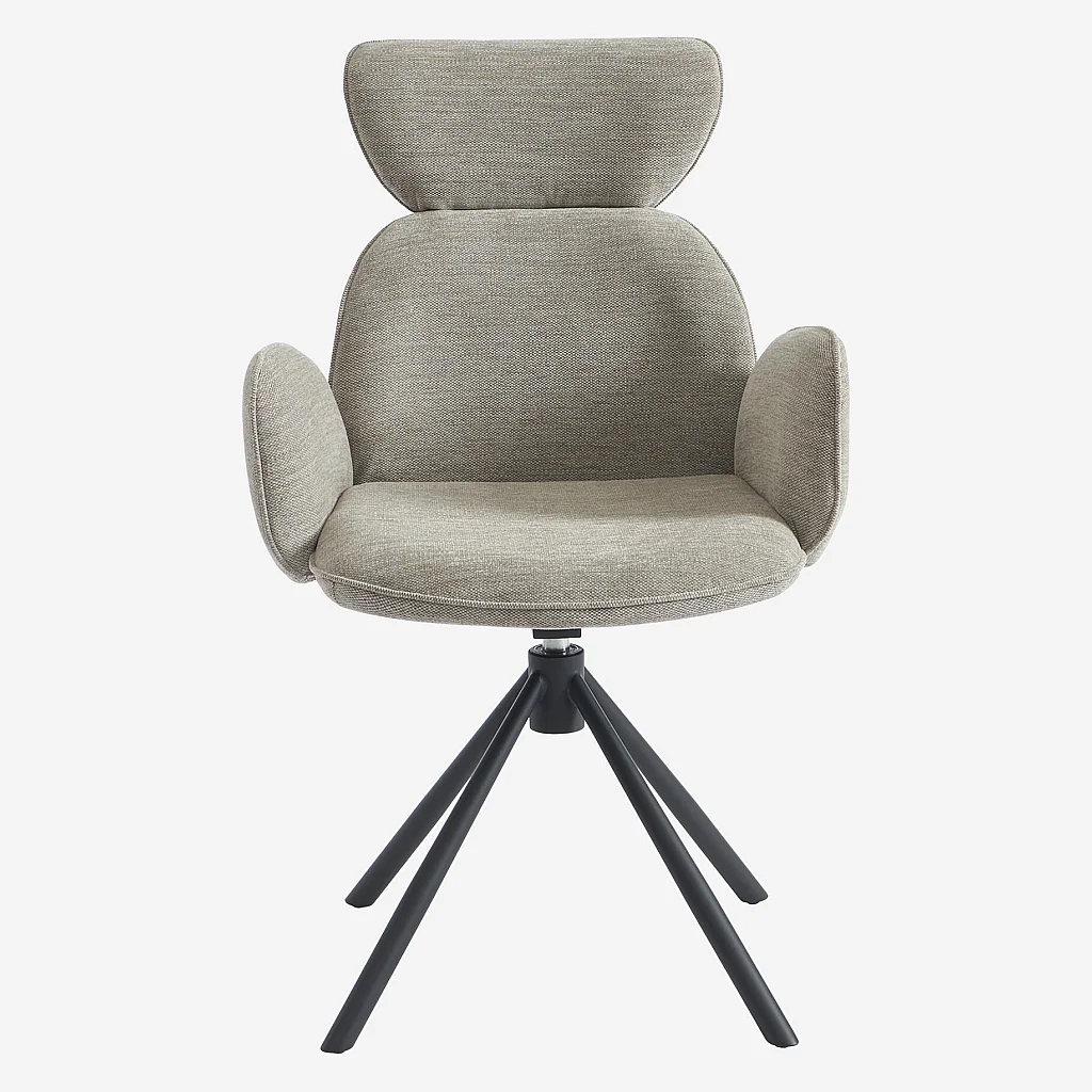 Drehstuhl 2er-Set - Stoff und schwarzes Metall - mit Armlehnen - Grau - 6