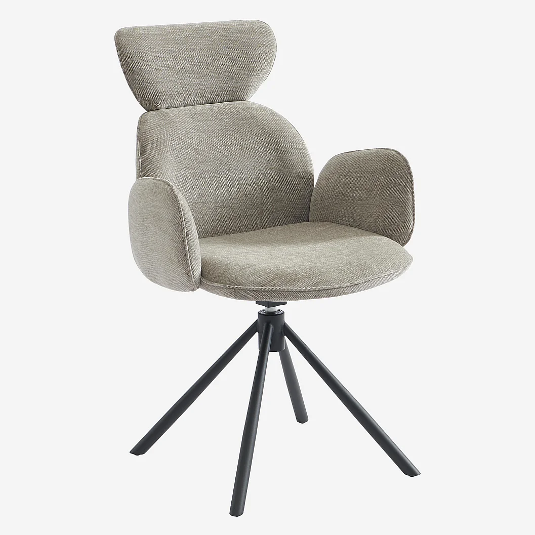 Drehstuhl 2er-Set - Stoff und schwarzes Metall - mit Armlehnen - Grau - 2