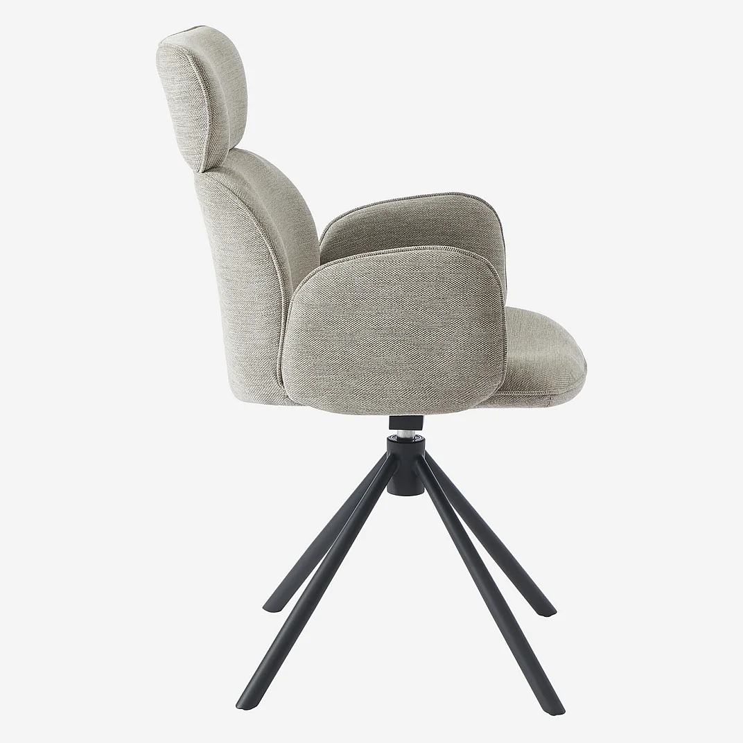 Drehstuhl 2er-Set - Stoff und schwarzes Metall - mit Armlehnen - Grau - 9