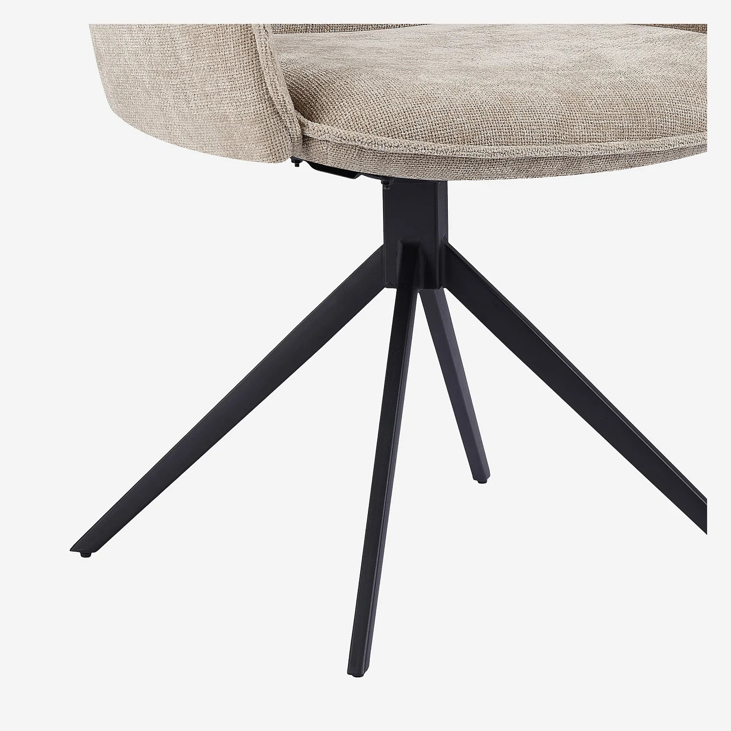 Lot de 2 chaises pivotantes en tissu chenille et métal noir avec accoudoirs - Beige sable - 3