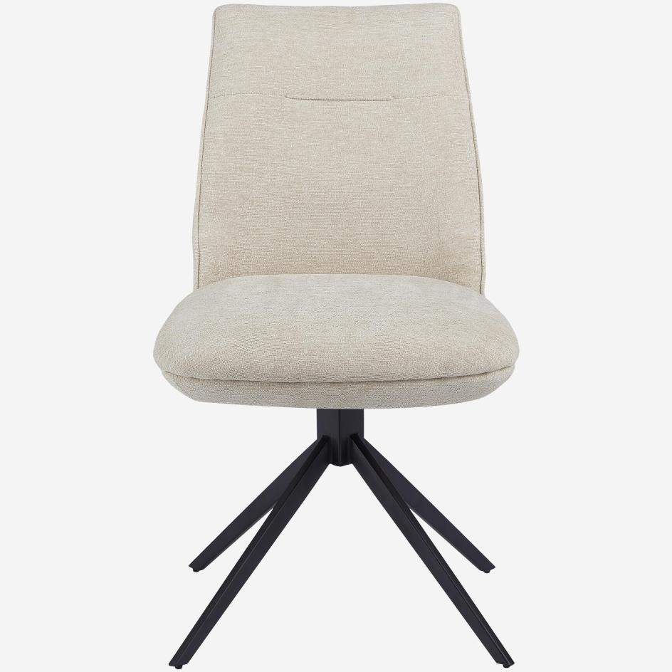 Lot de 2 chaises pivotantes en tissu chenille et métal noir - Beige mélangé