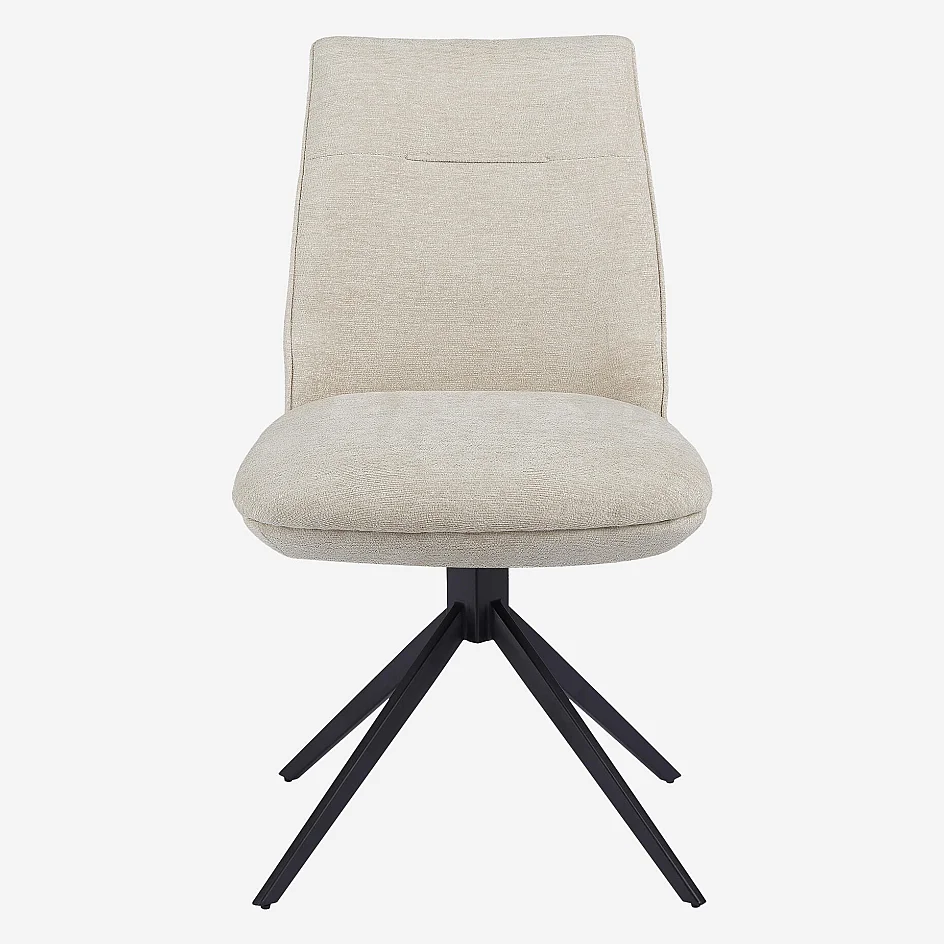 Lot de 2 chaises pivotantes en tissu chenille et métal noir - Beige mélangé - 4