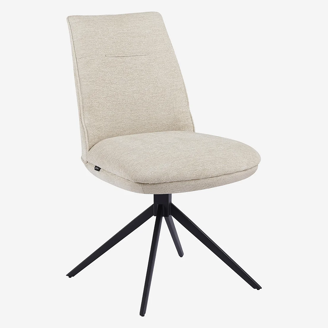 Lot de 2 chaises pivotantes en tissu chenille et métal noir - Beige mélangé - 1