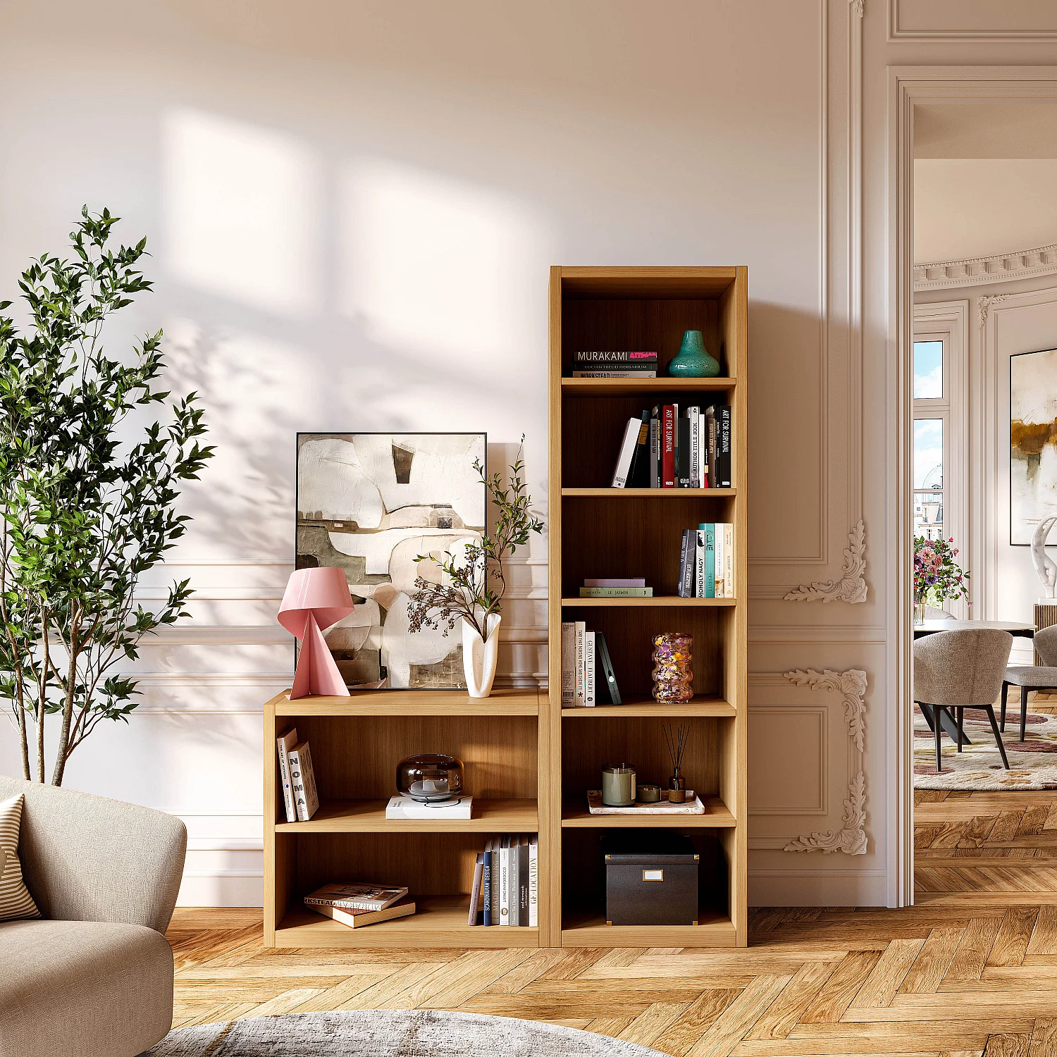 Bibliothèque basse en chêne - Naturel - Design by Hélèna Pille - 1