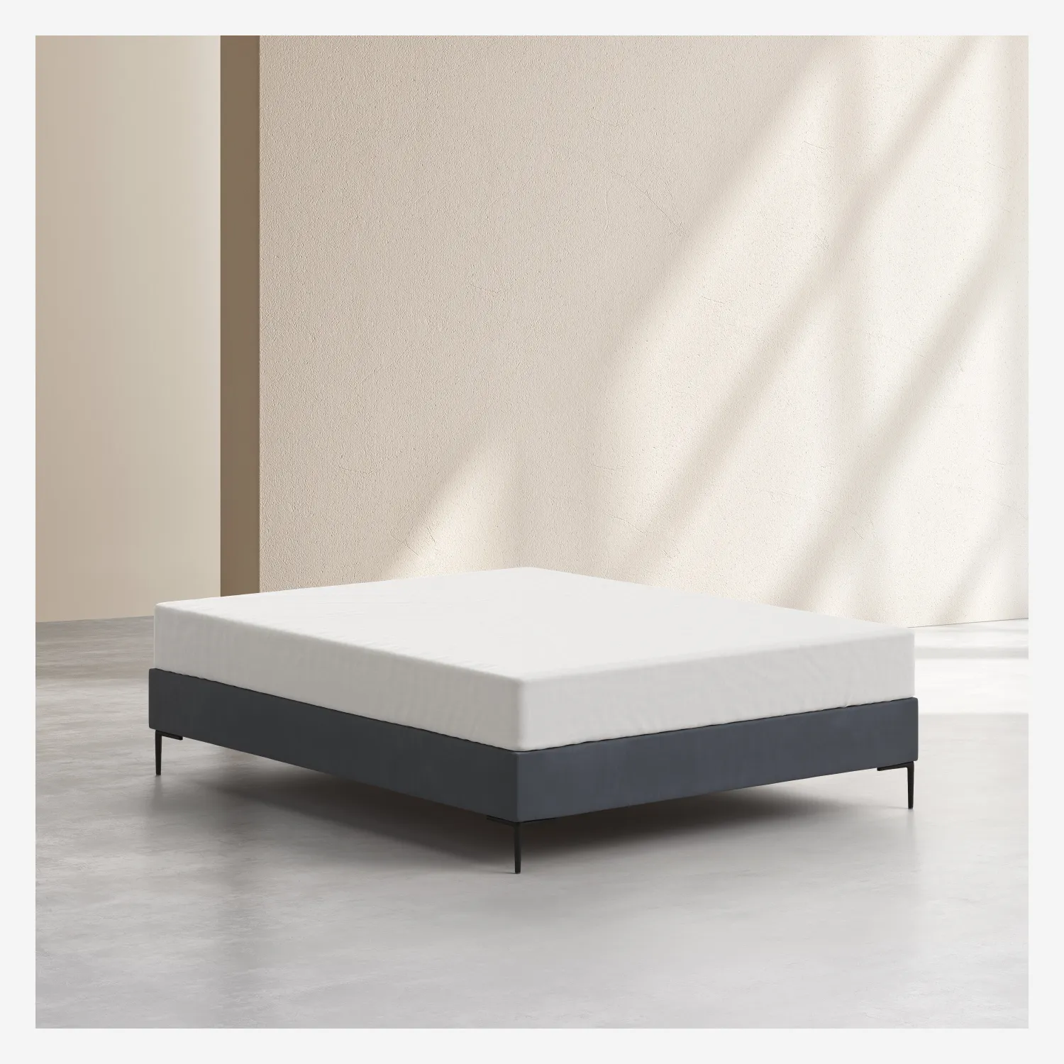 Sommier tapissier à lattes en tissu - 160 x 200 cm - Gris anthracite - 1