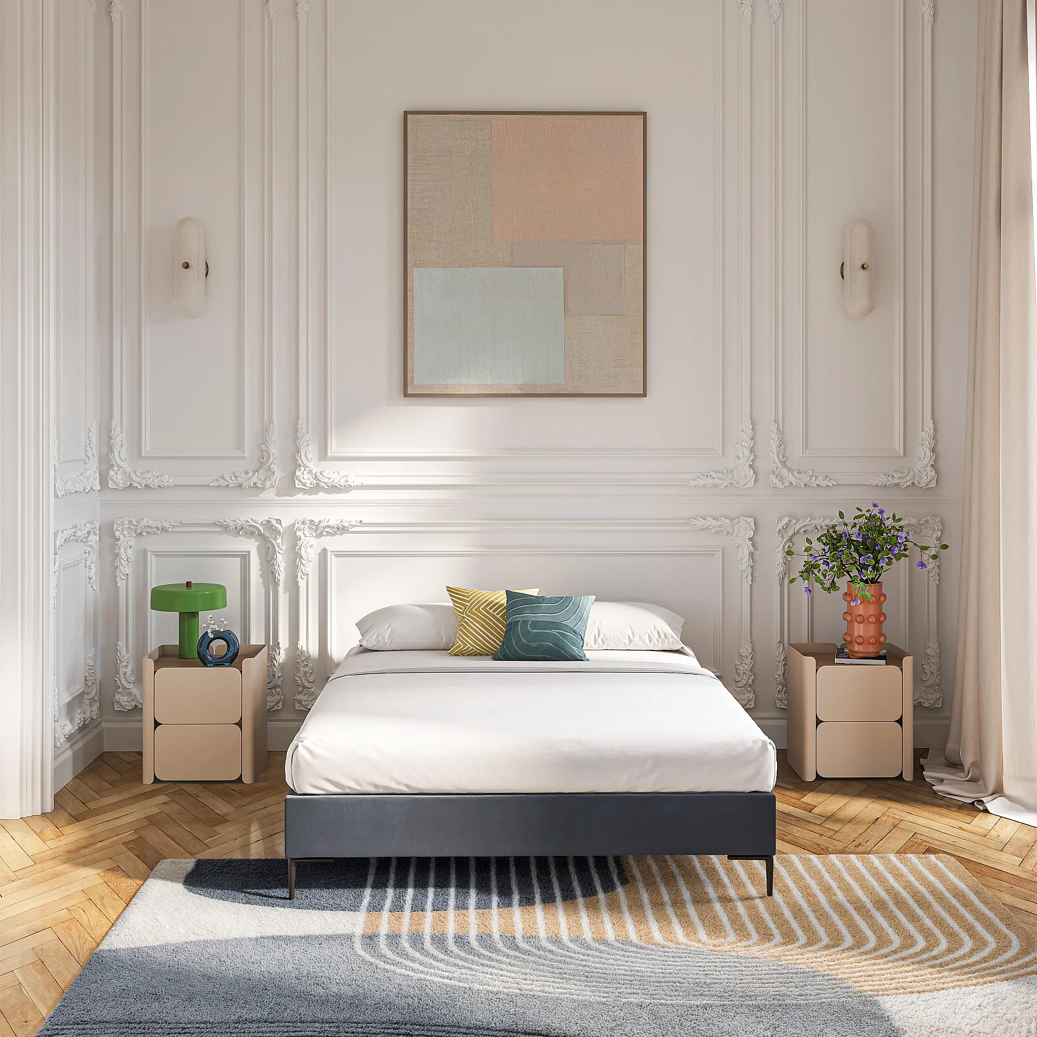 Sommier tapissier à lattes en tissu - 160 x 200 cm - Gris anthracite - 3