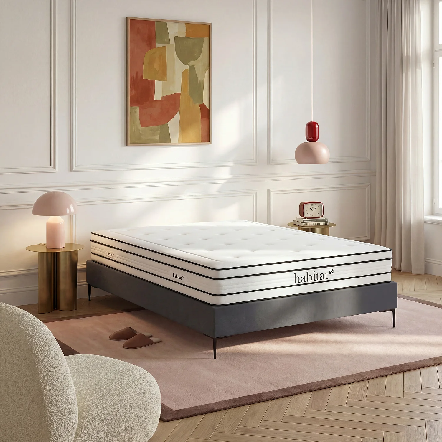 Gestoffeerde lattenbodem in stof - 160 x 200 cm - Antracietgrijs - 1