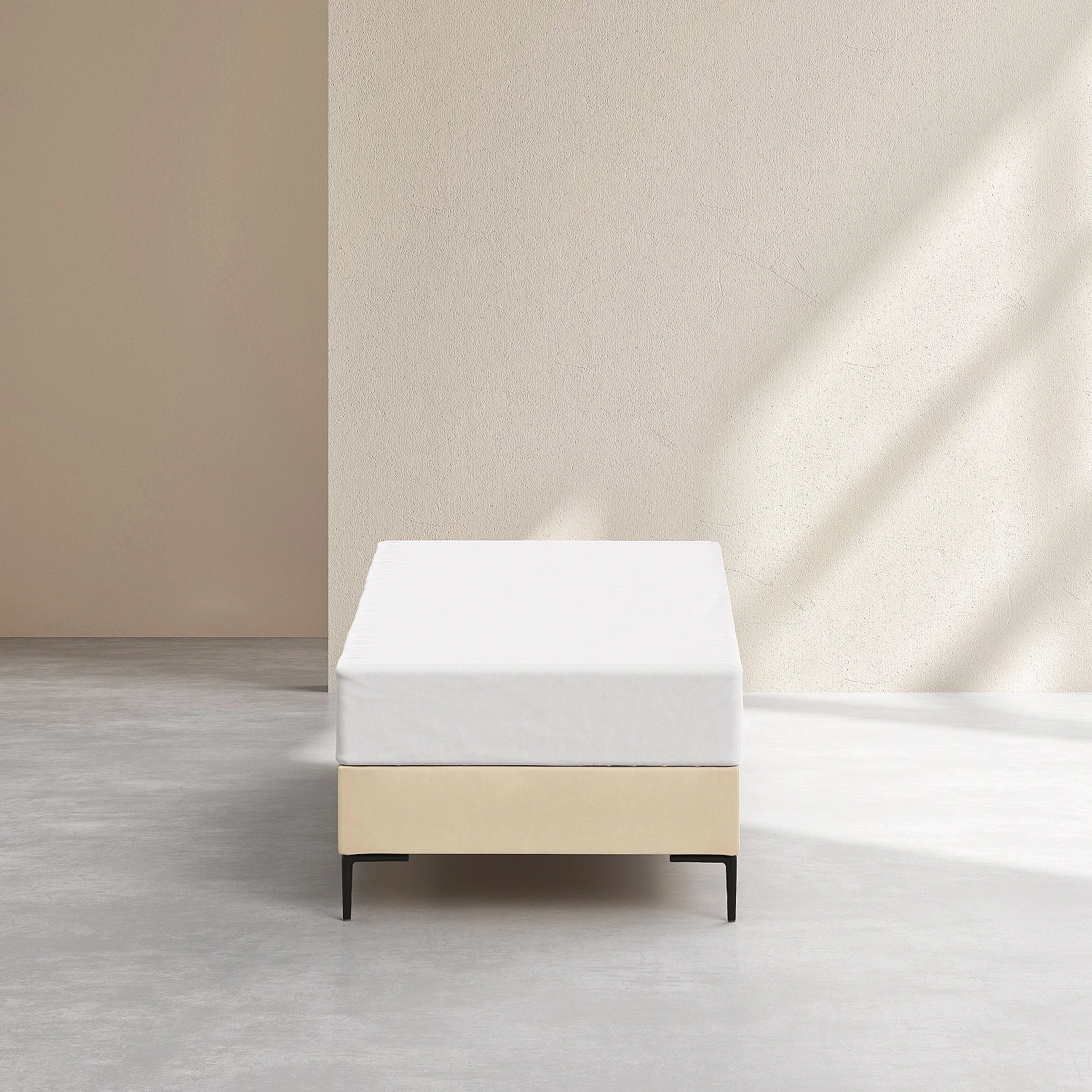 Sommier tapissier à lattes en tissu - 90 x 200 cm - Crème - 5