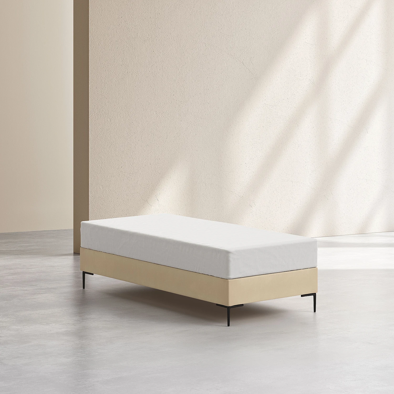 Sommier tapissier à lattes en tissu - 90 x 200 cm - Crème - 2