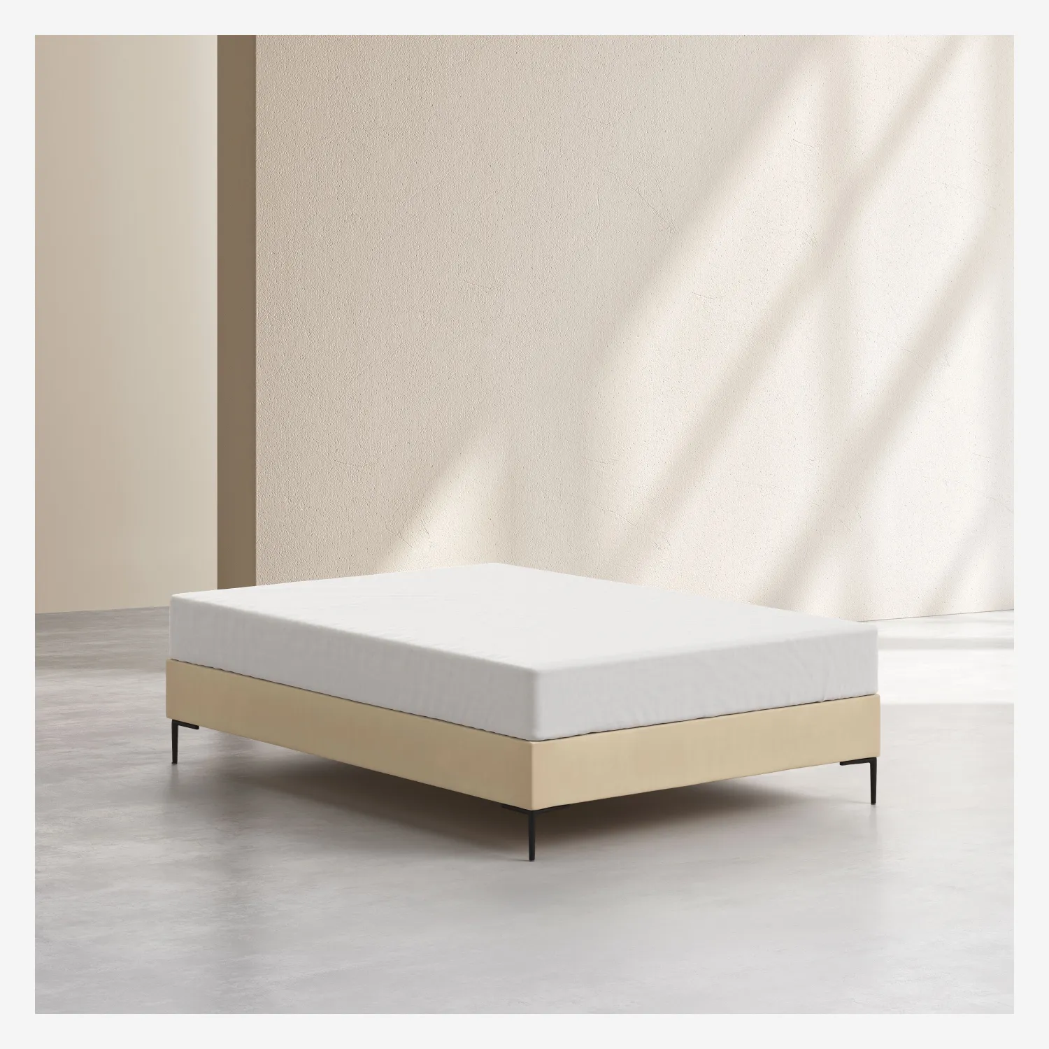 Sommier tapissier à lattes en tissu - 140 x 200 cm - Crème - 1