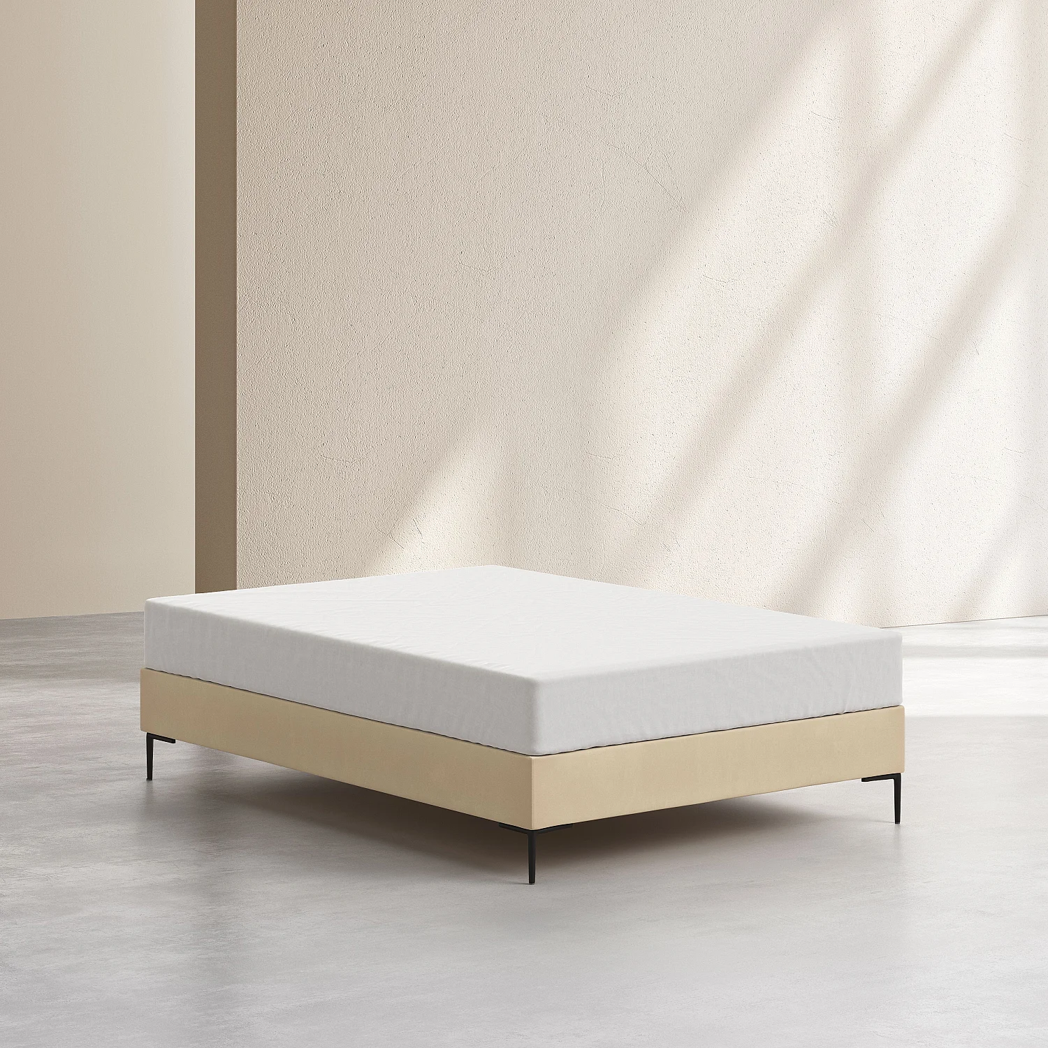 Stoffgepolsterter Lattenrost - 140 x 200 cm - Creme - 2