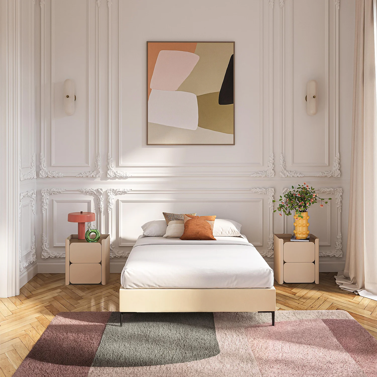 Stoffgepolsterter Lattenrost - 140 x 200 cm - Creme - 3