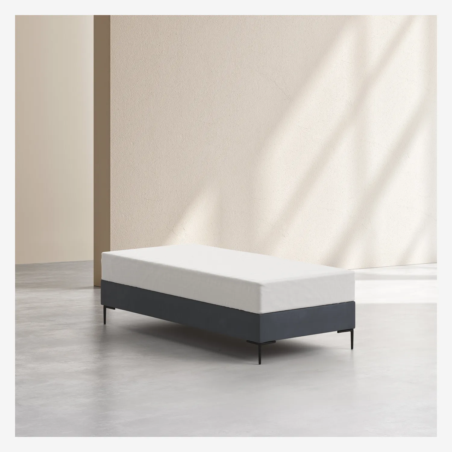Sommier tapissier à lattes en tissu - 90 x 200 cm - Gris anthracite - 1