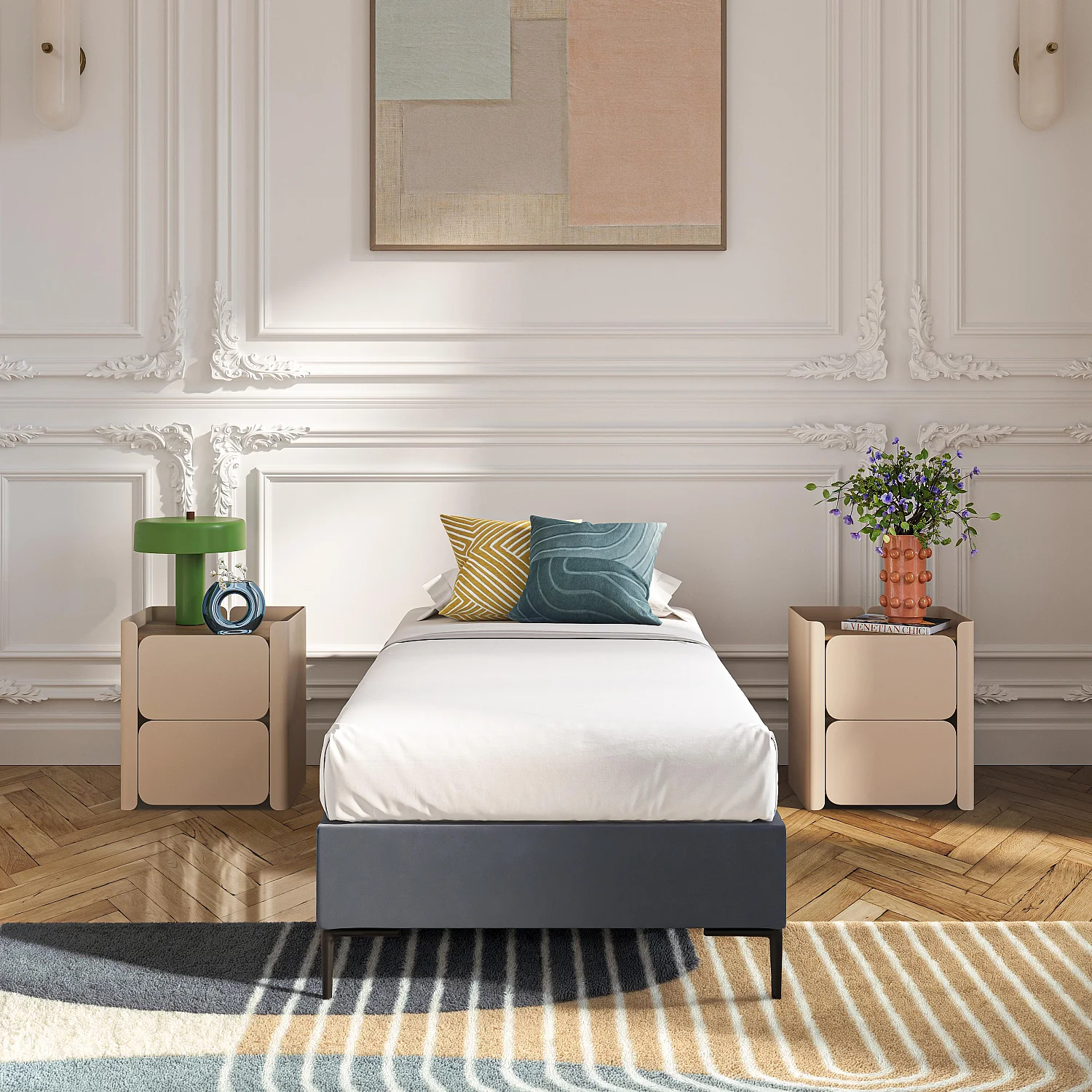 Sommier tapissier à lattes en tissu - 90 x 200 cm - Gris anthracite - 3