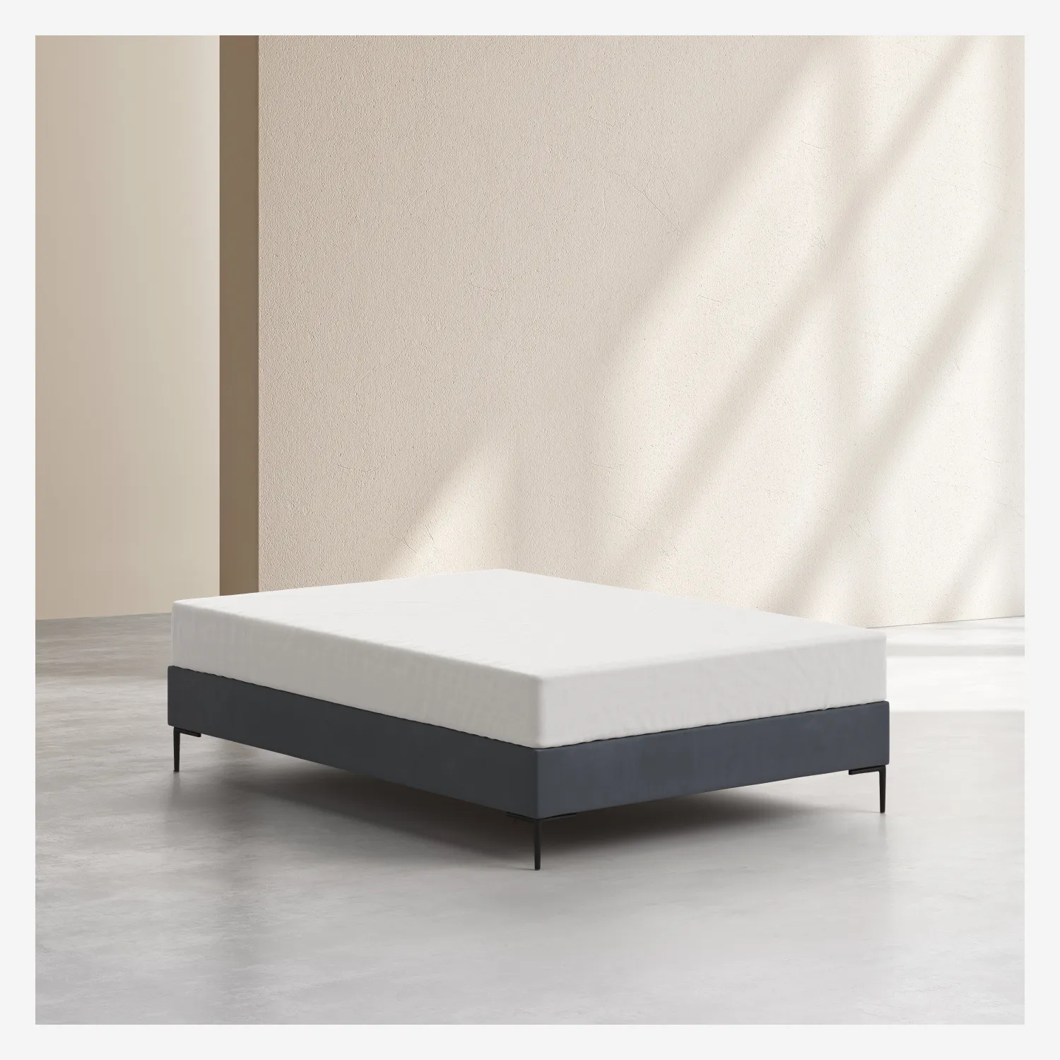 Sommier tapissier à lattes en tissu - 140 x 200 cm - Gris anthracite - 1