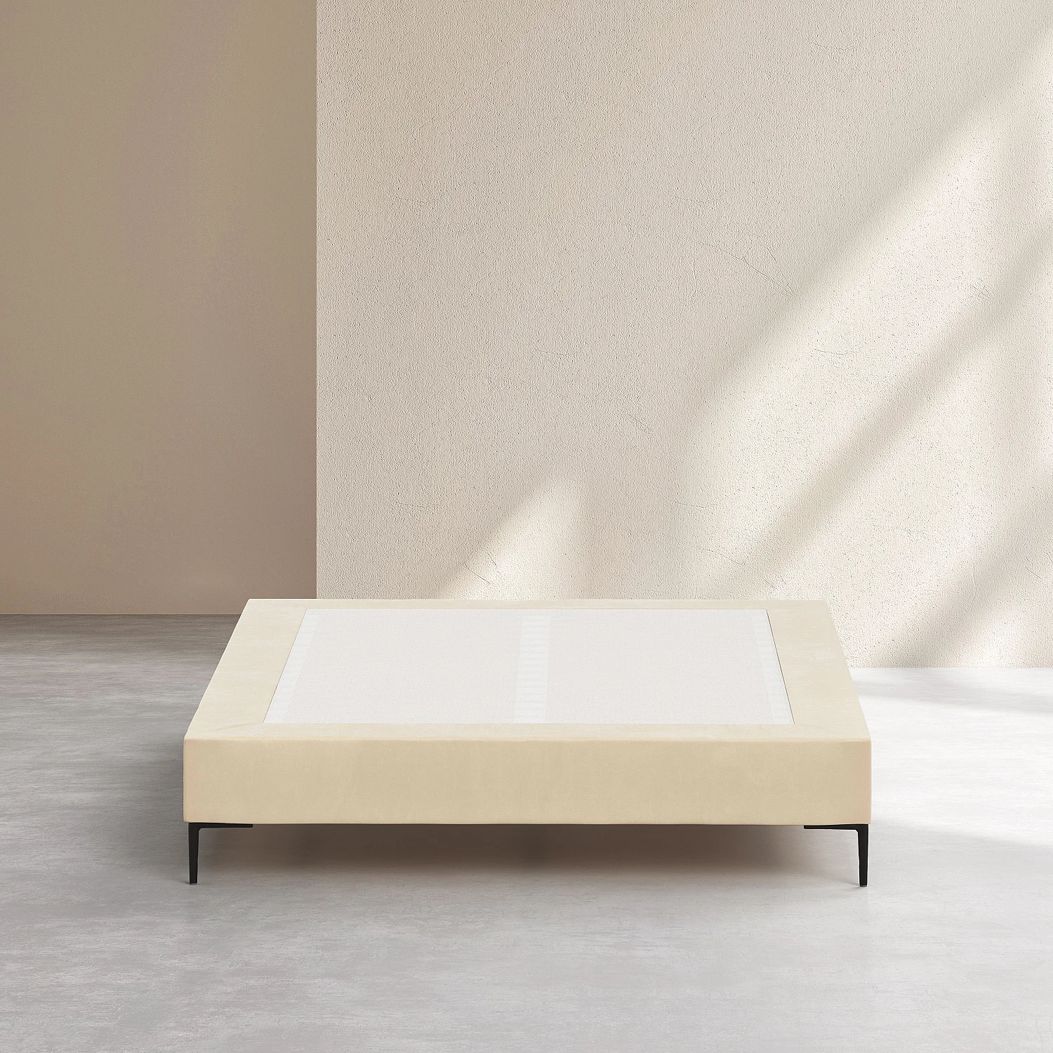 Sommier tapissier à lattes en tissu - 160 x 200 cm - Crème - 6