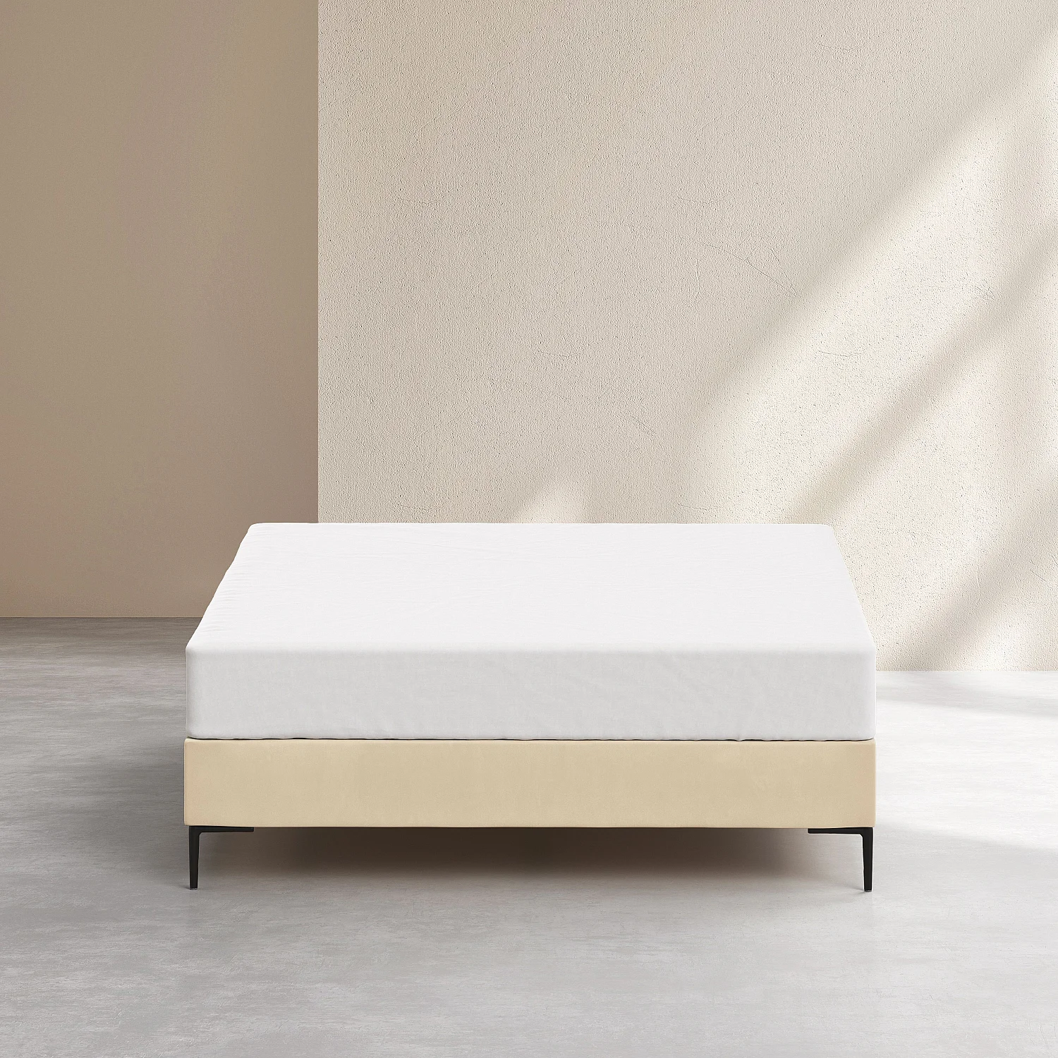 Sommier tapissier à lattes en tissu - 160 x 200 cm - Crème - 5