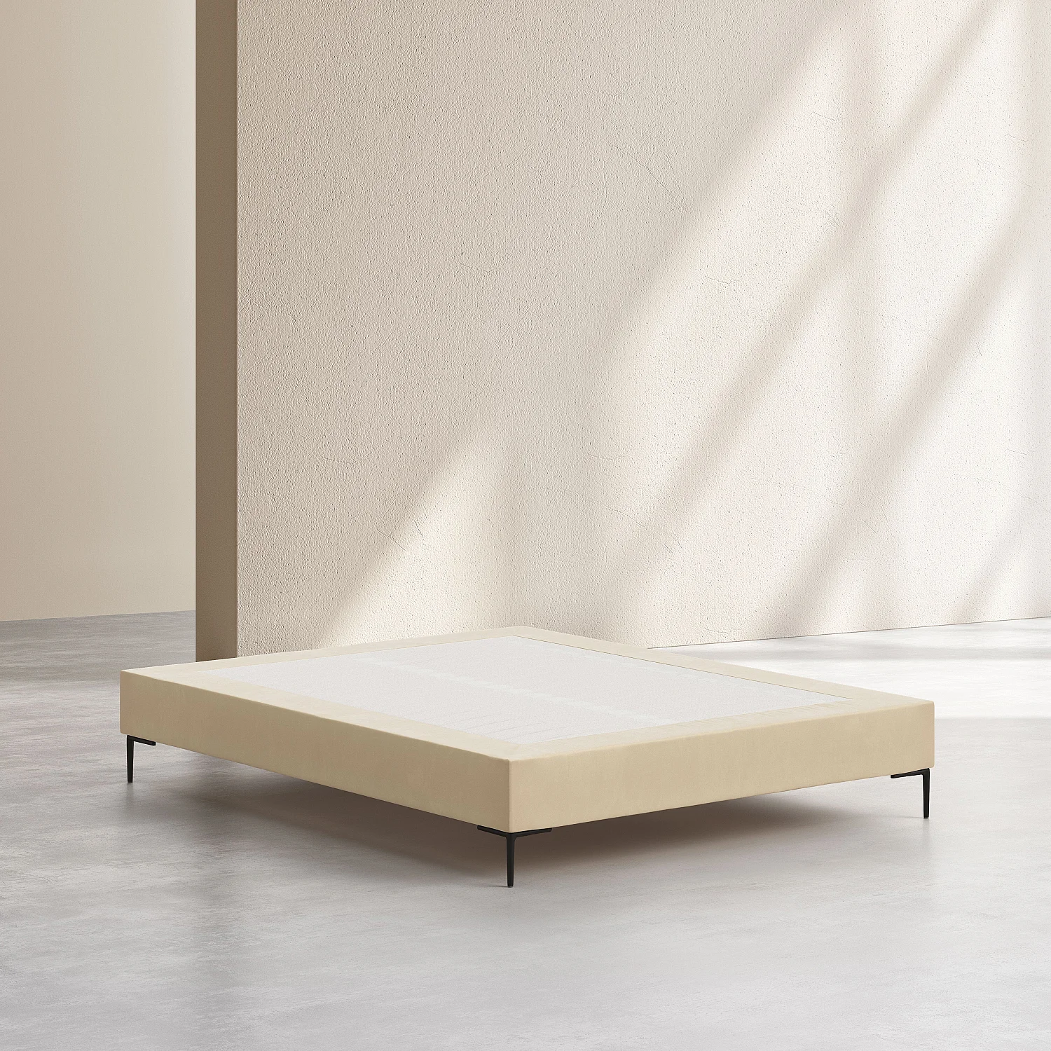 Sommier tapissier à lattes en tissu - 160 x 200 cm - Crème - 7