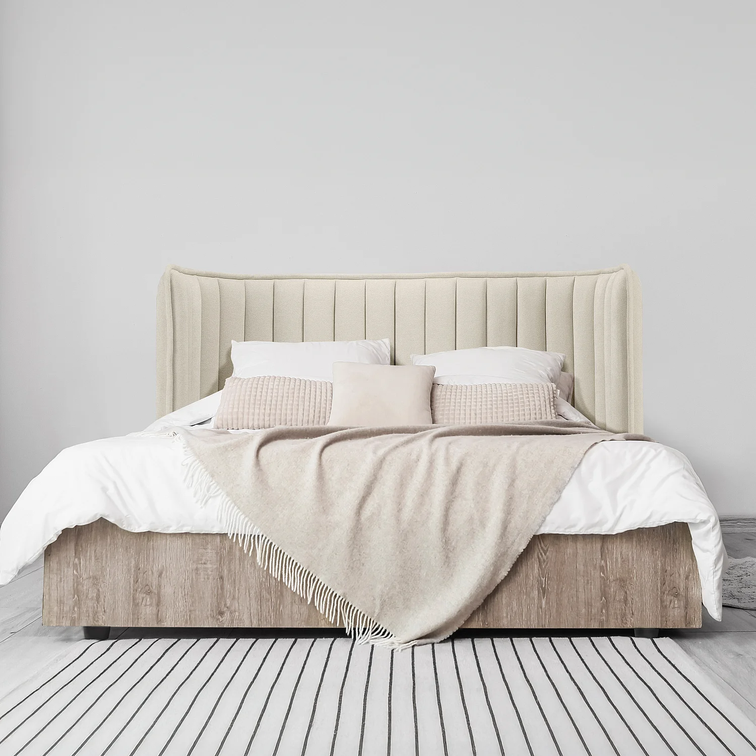 Tête de lit en tissu 244 x 120 cm - Crème - 3