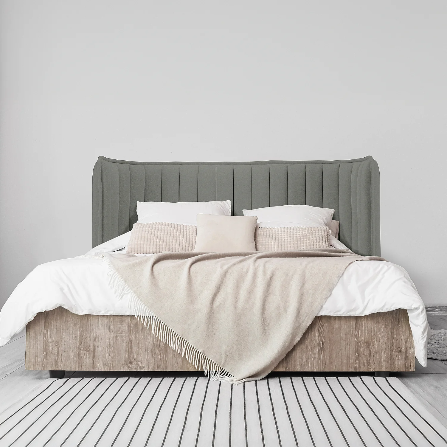 Tête de lit en tissu 244 x 120 cm - Gris galet - 1