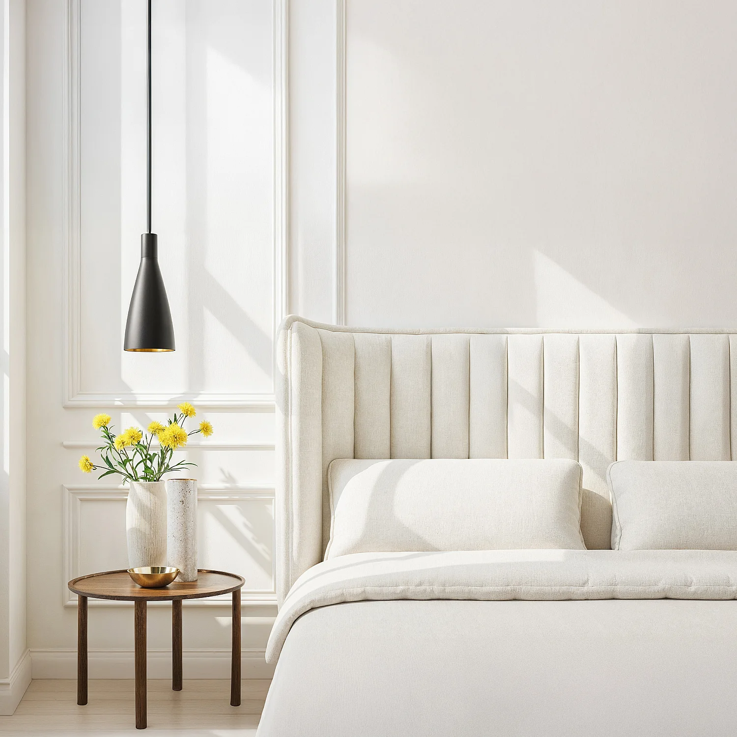 Tête de lit en tissu 244 x 120 cm - Gris galet - 5