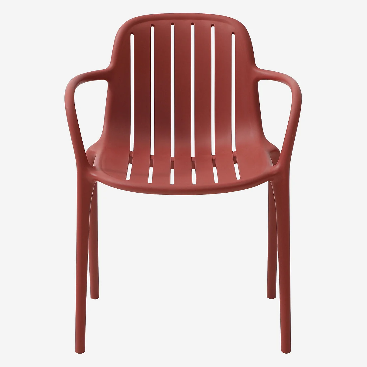 Lot de 2 chaises de jardin en polypropylène avec accoudoirs - Rouge parme - 4