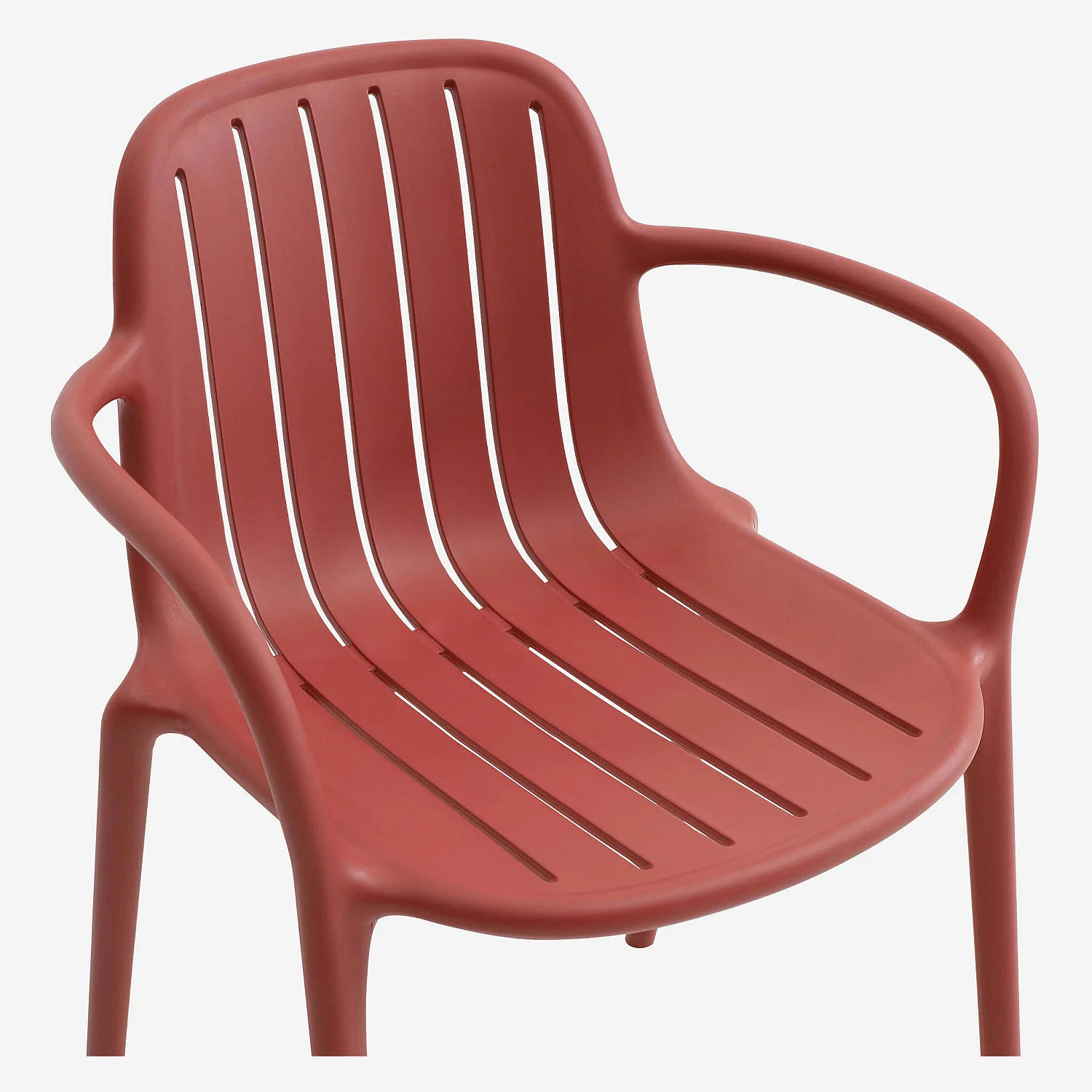 Lot de 2 chaises de jardin en polypropylène avec accoudoirs - Rouge parme - 3