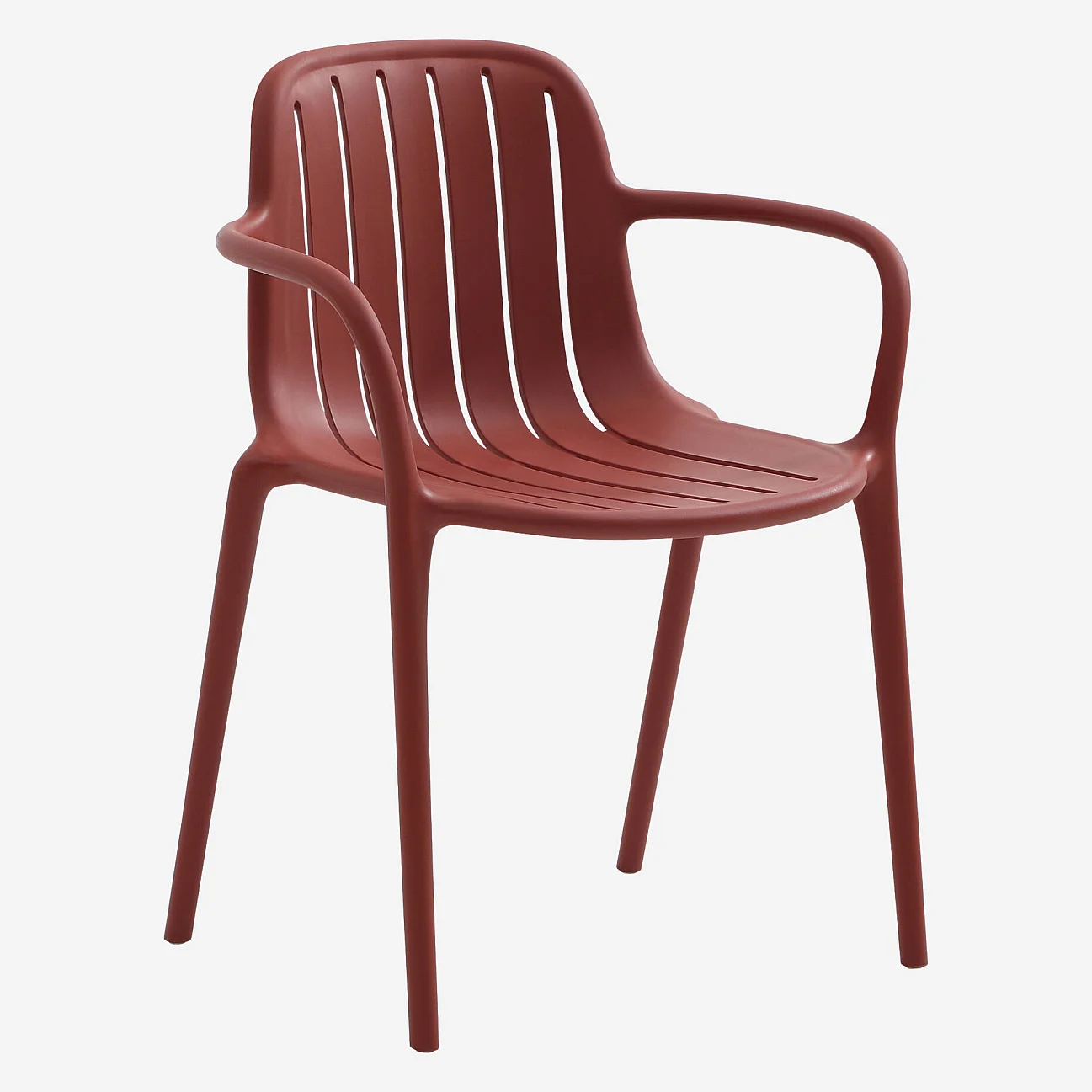 Lot de 2 chaises de jardin en polypropylène avec accoudoirs - Rouge parme - 2