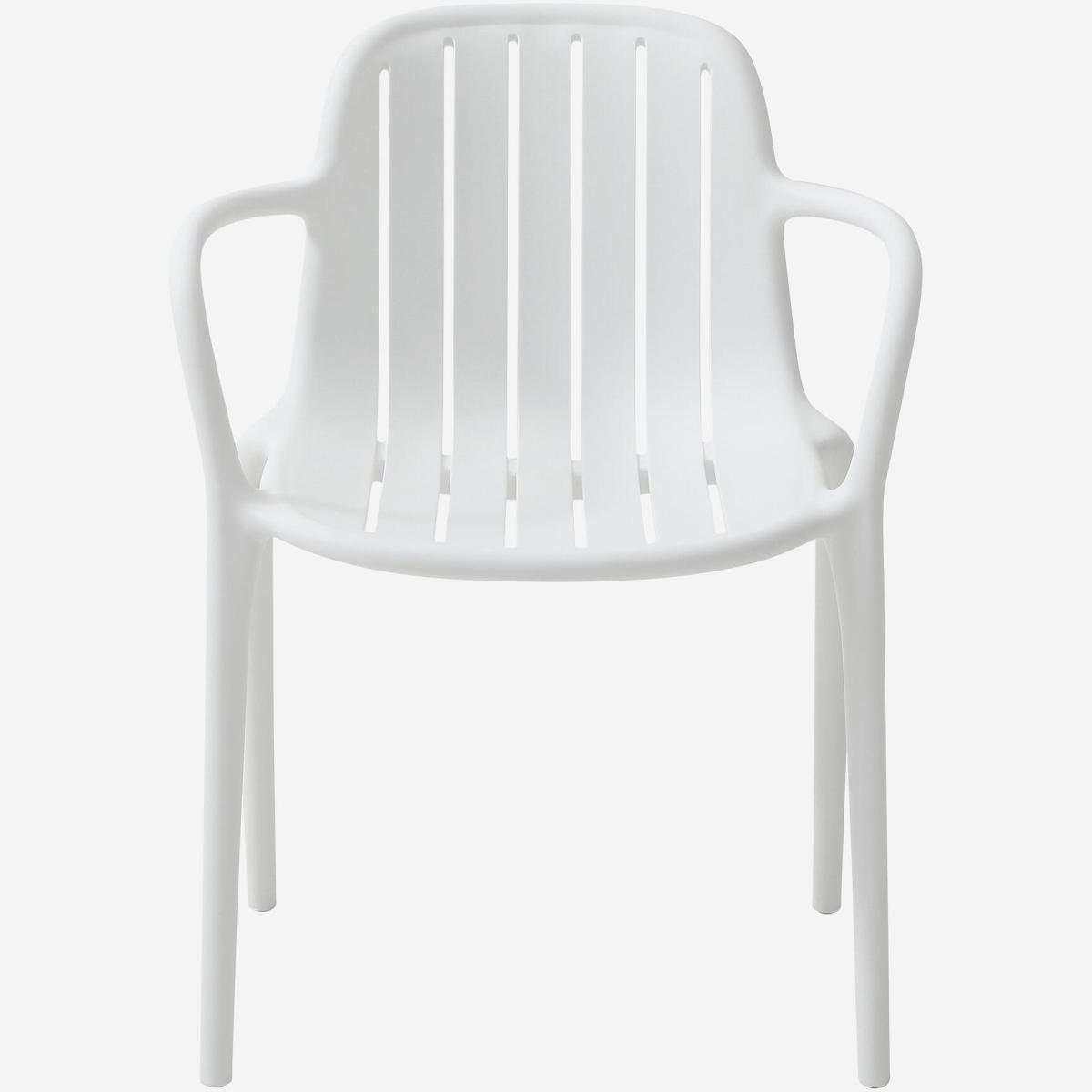 Lot de 2 chaises de jardin en polypropylène avec accoudoirs - Blanc opalin