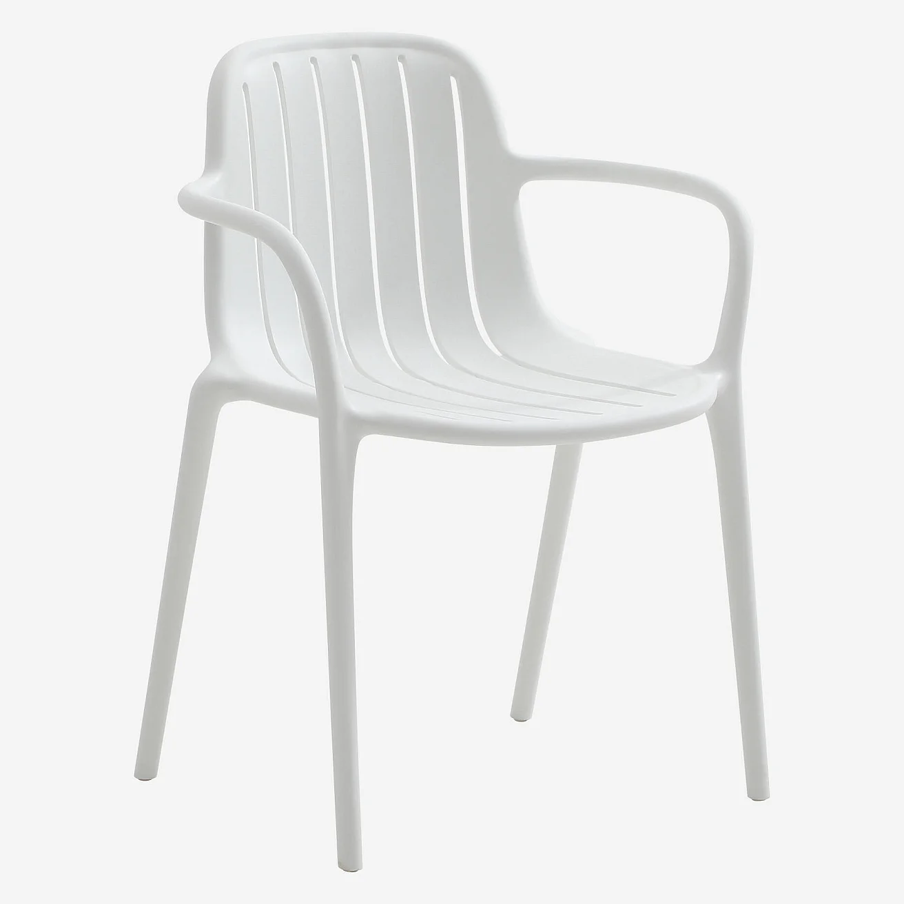 Lot de 2 chaises de jardin en polypropylène avec accoudoirs - Blanc opalin - 2