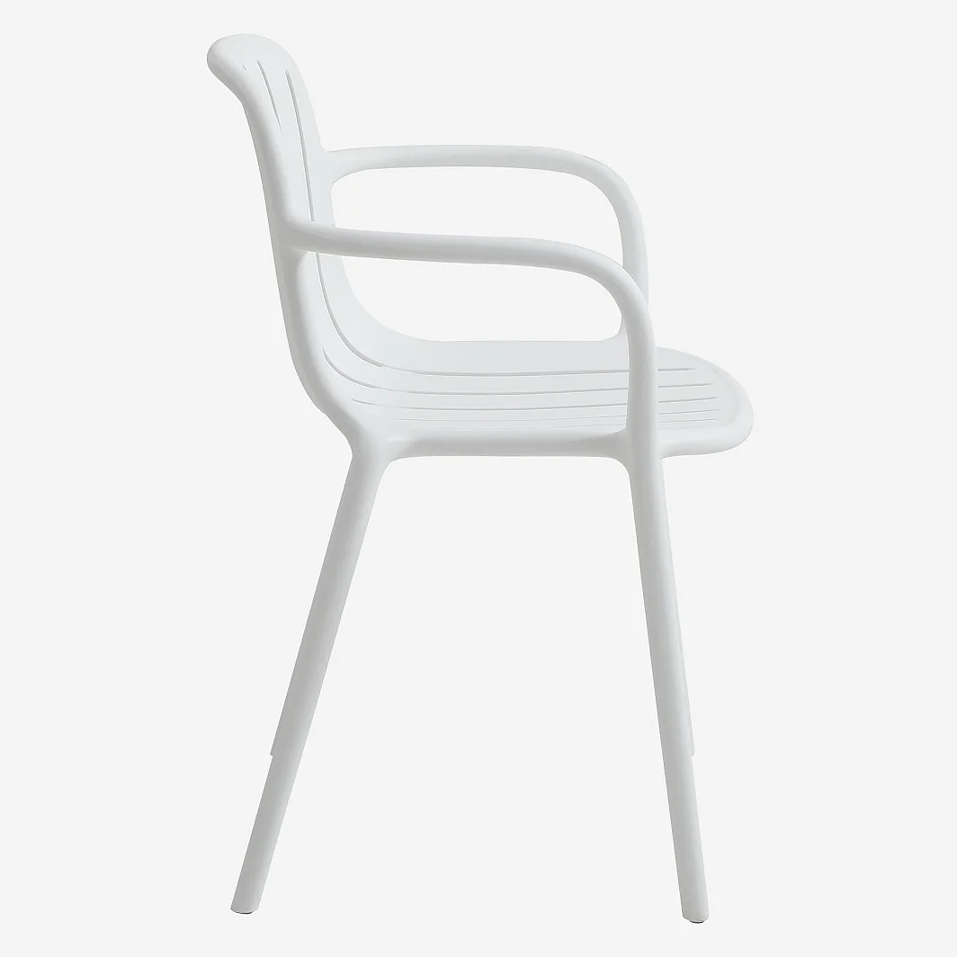 Lot de 2 chaises de jardin en polypropylène avec accoudoirs - Blanc opalin - 5
