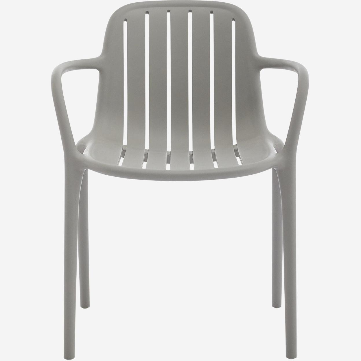 Lot de 2 chaises de jardin en polypropylène avec accoudoirs - Gris argile