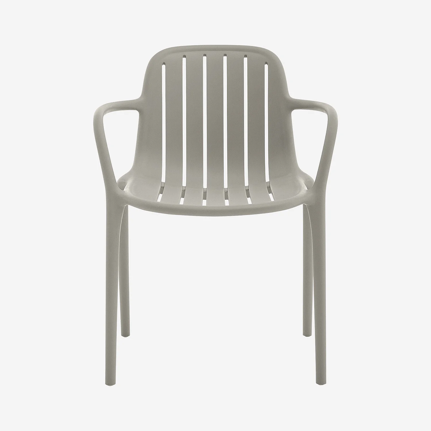 Lot de 2 chaises de jardin en polypropylène avec accoudoirs - Gris argile - 4