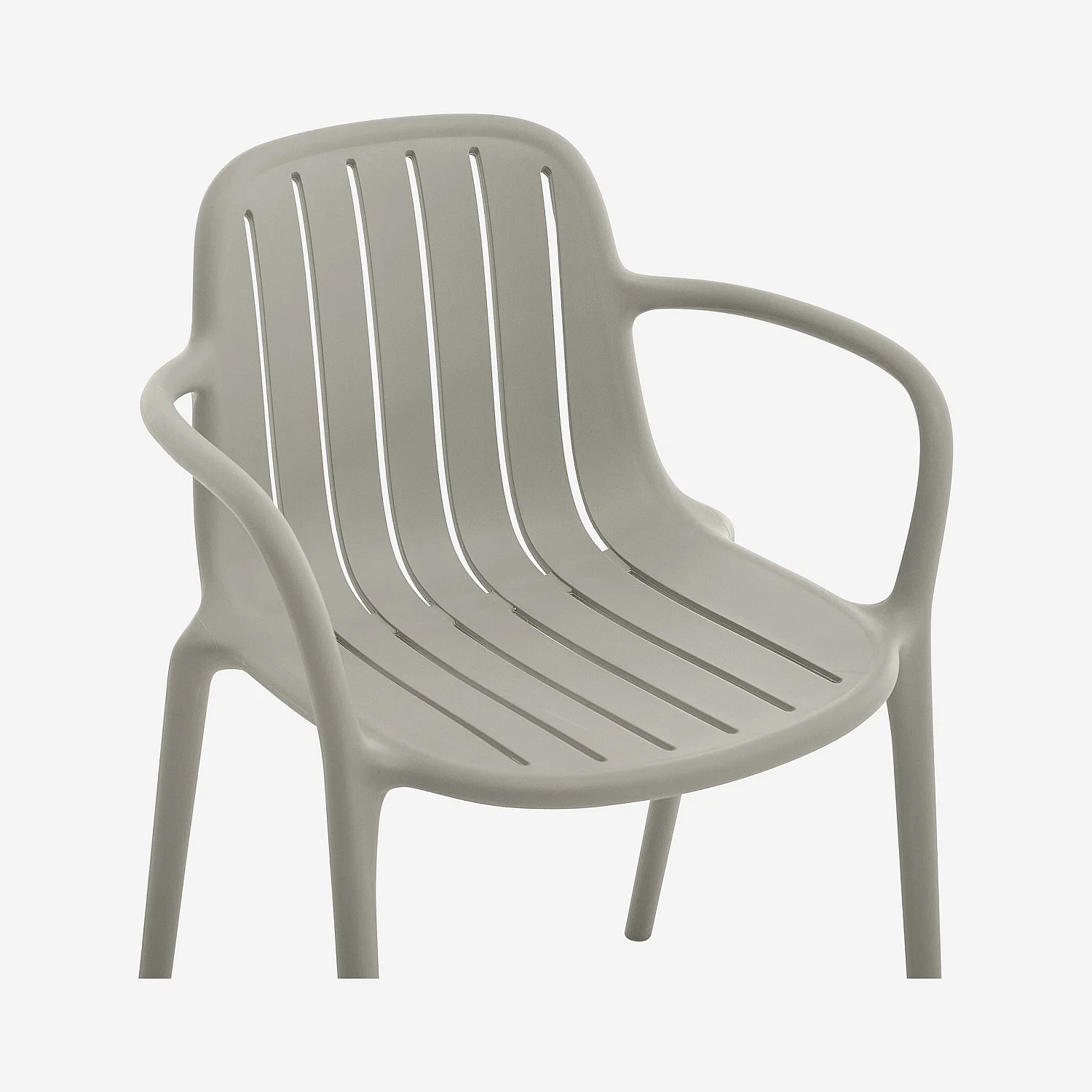 Lot de 2 chaises de jardin en polypropylène avec accoudoirs - Gris argile - 3