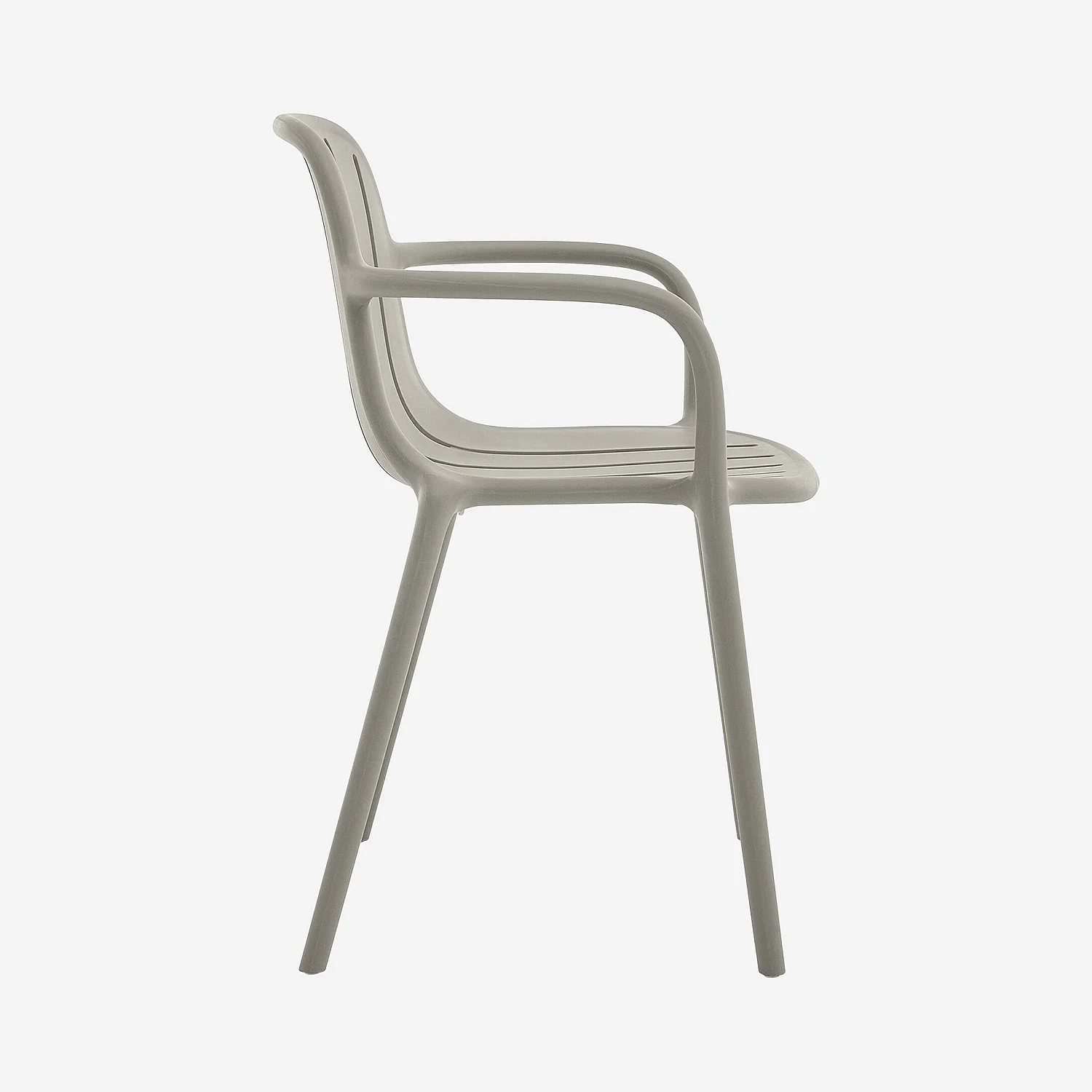 Lot de 2 chaises de jardin en polypropylène avec accoudoirs - Gris argile - 6