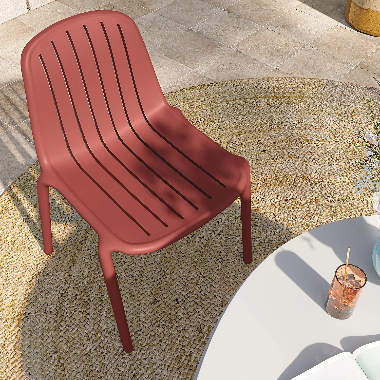 Set di 2 sedie da giardino in polipropilene - Rosso violaceo - 3