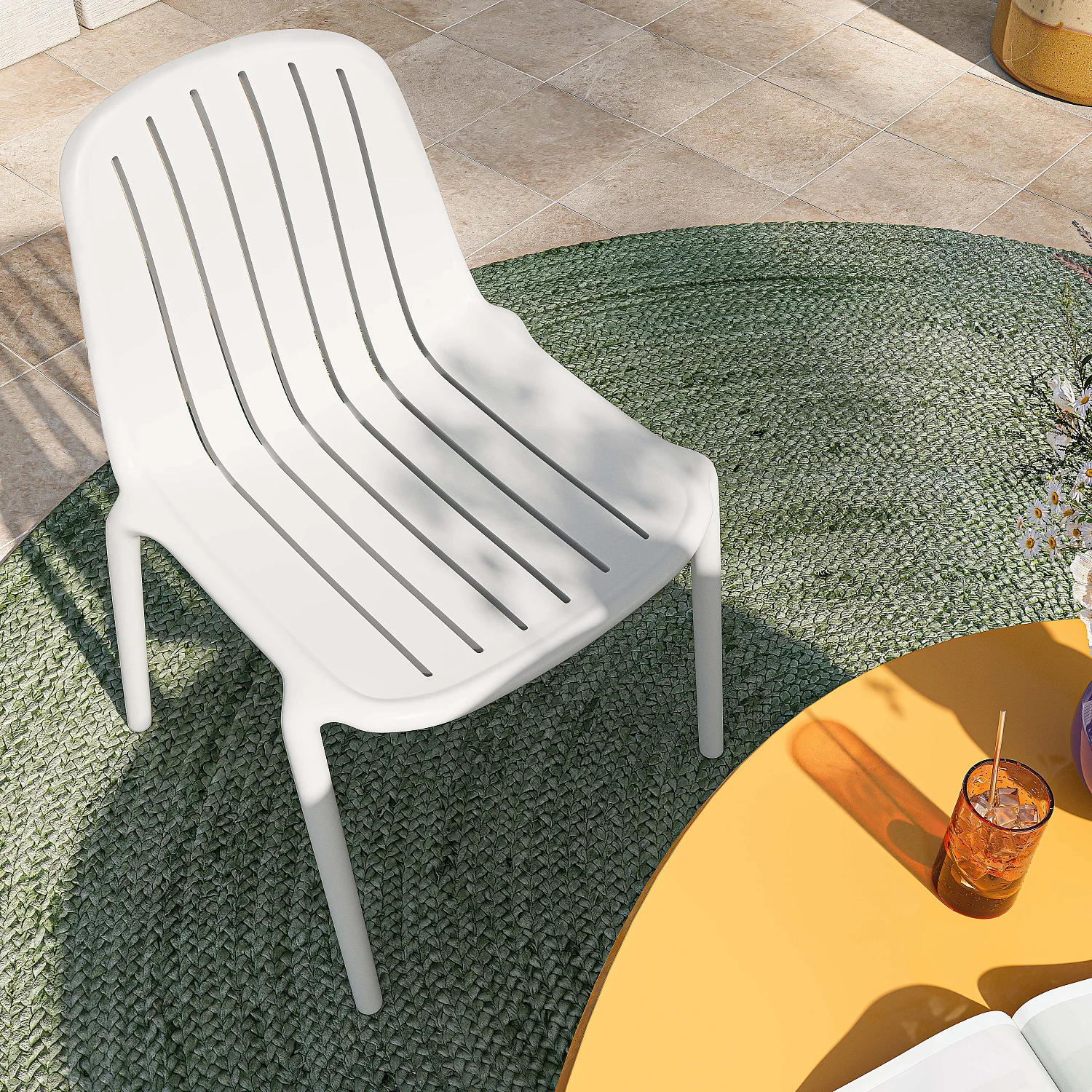 Set di 2 sedie da giardino in polipropilene - Bianco opalino - 3