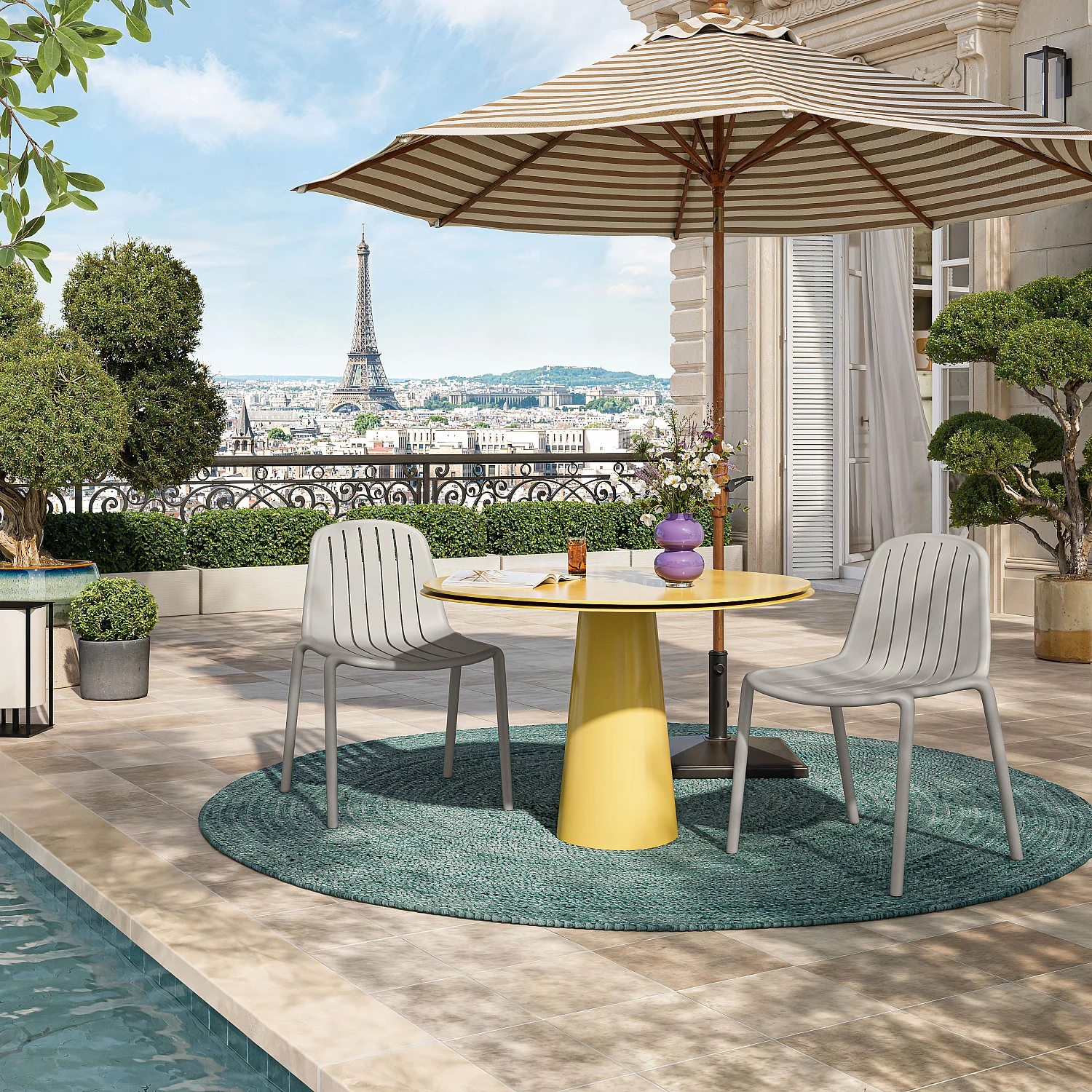 Chaise de jardin en polypropylène - Gris argile - 1